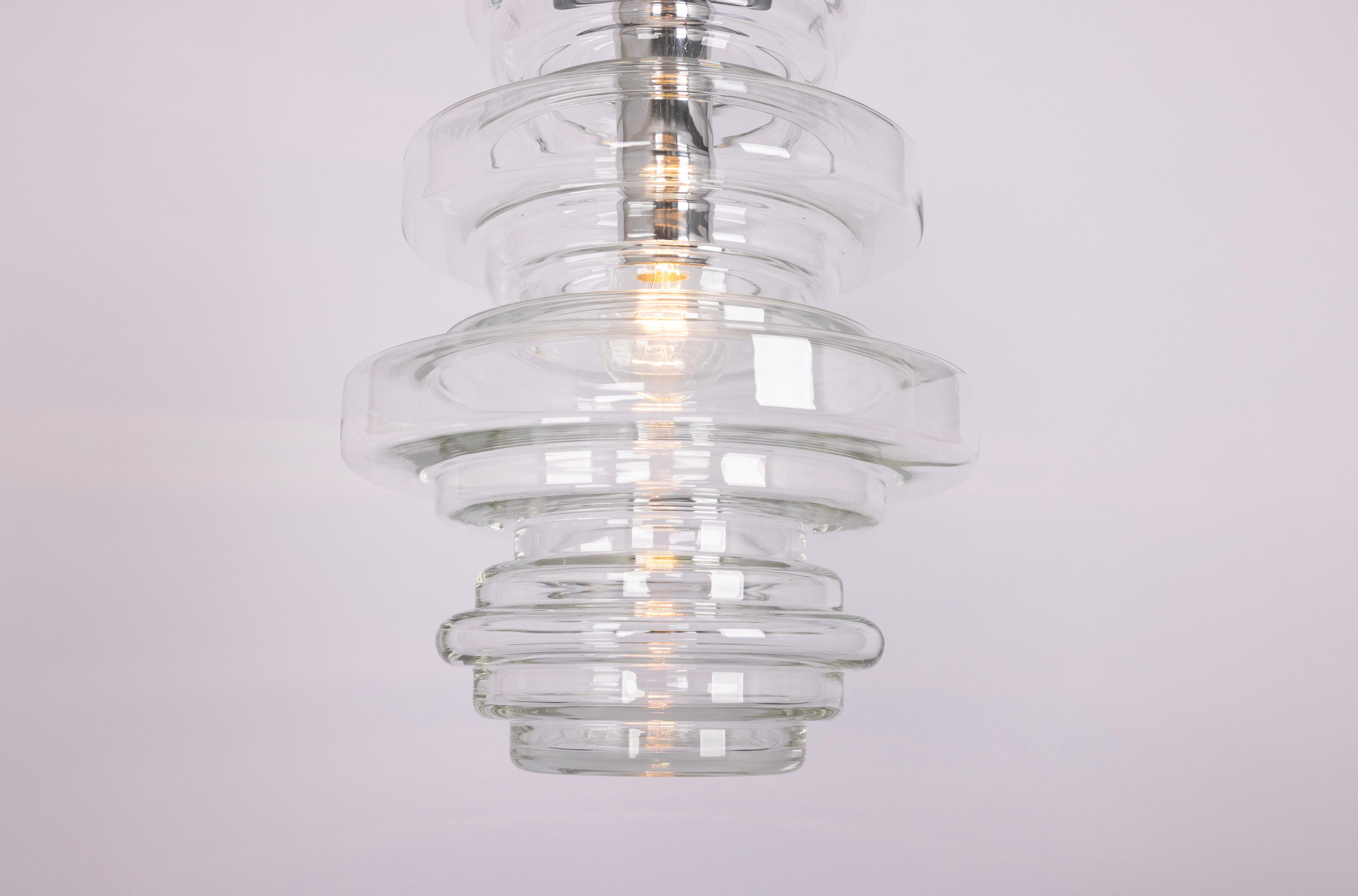 1 di 2 rare grandi lampade a sospensione in vetro trasparente di Limburg, Germania, anni '70 in vendita 1