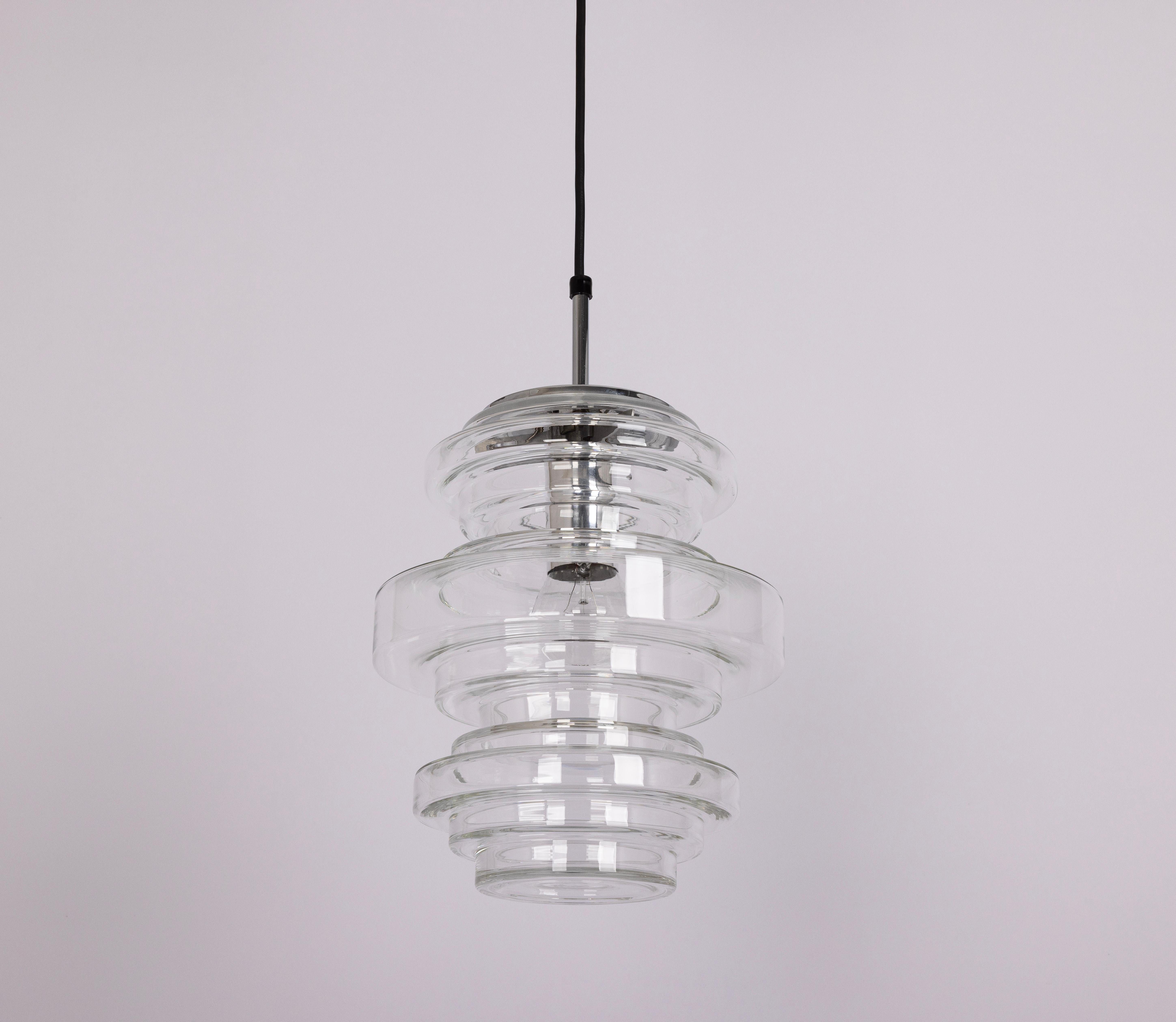 1 di 2 rare lampade a sospensione in vetro trasparente di Limburg, Germania, anni '70 in vendita 4