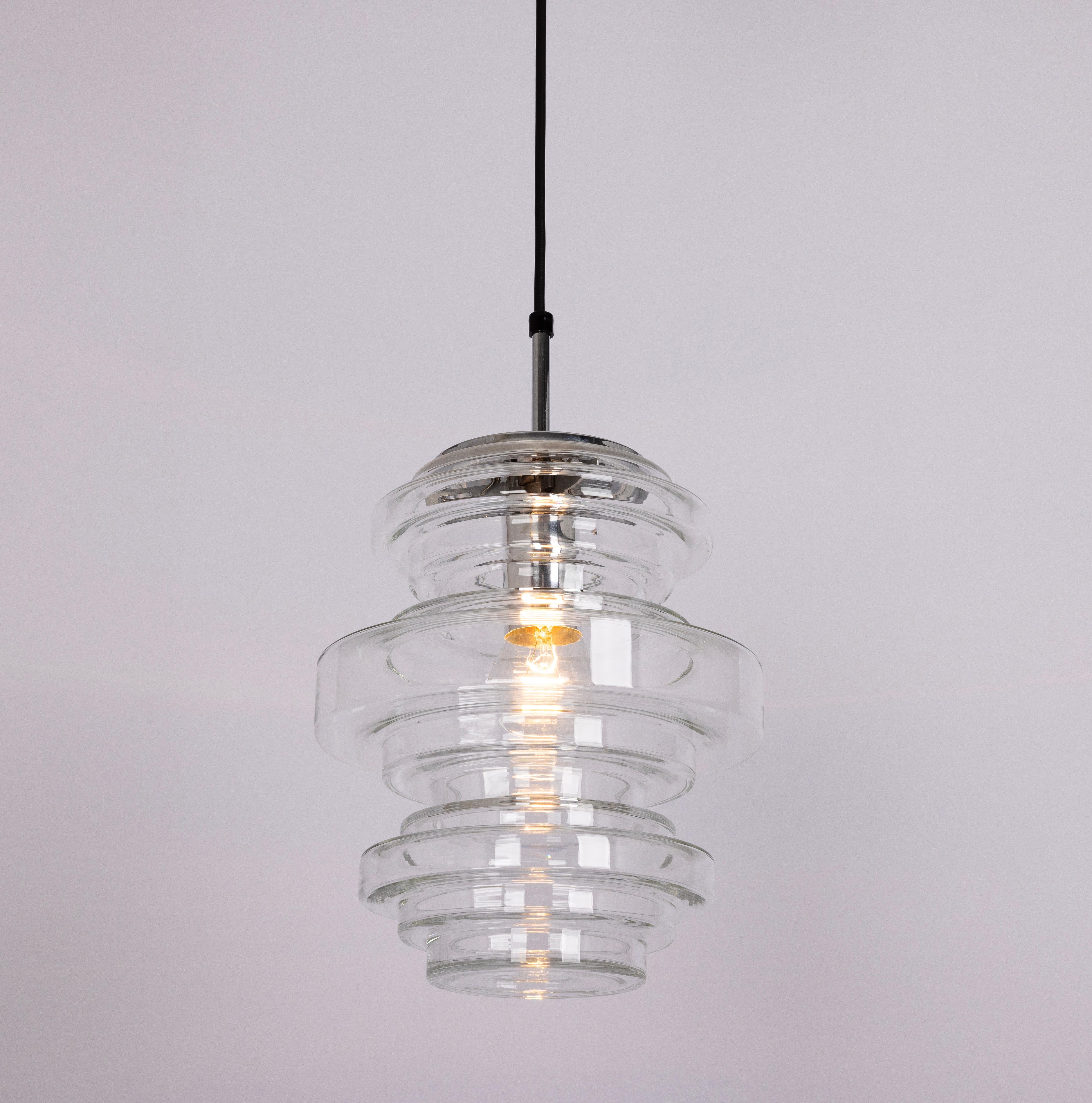 1 di 2 rare lampade a sospensione in vetro trasparente di Limburg, Germania, anni '70 in vendita 5