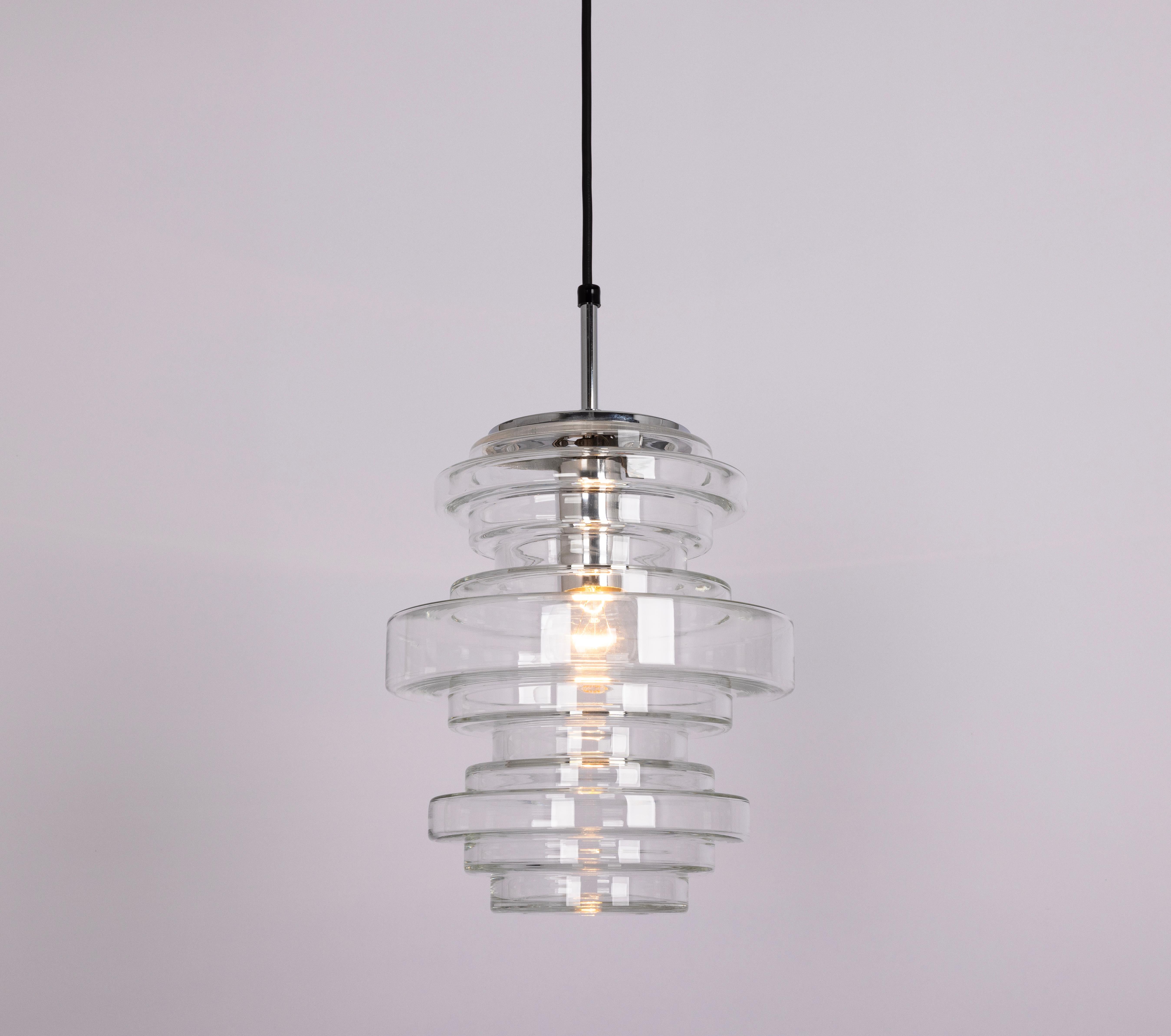 1 di 2 rare lampade a sospensione in vetro trasparente di Limburg, Germania, anni '70 in vendita 6