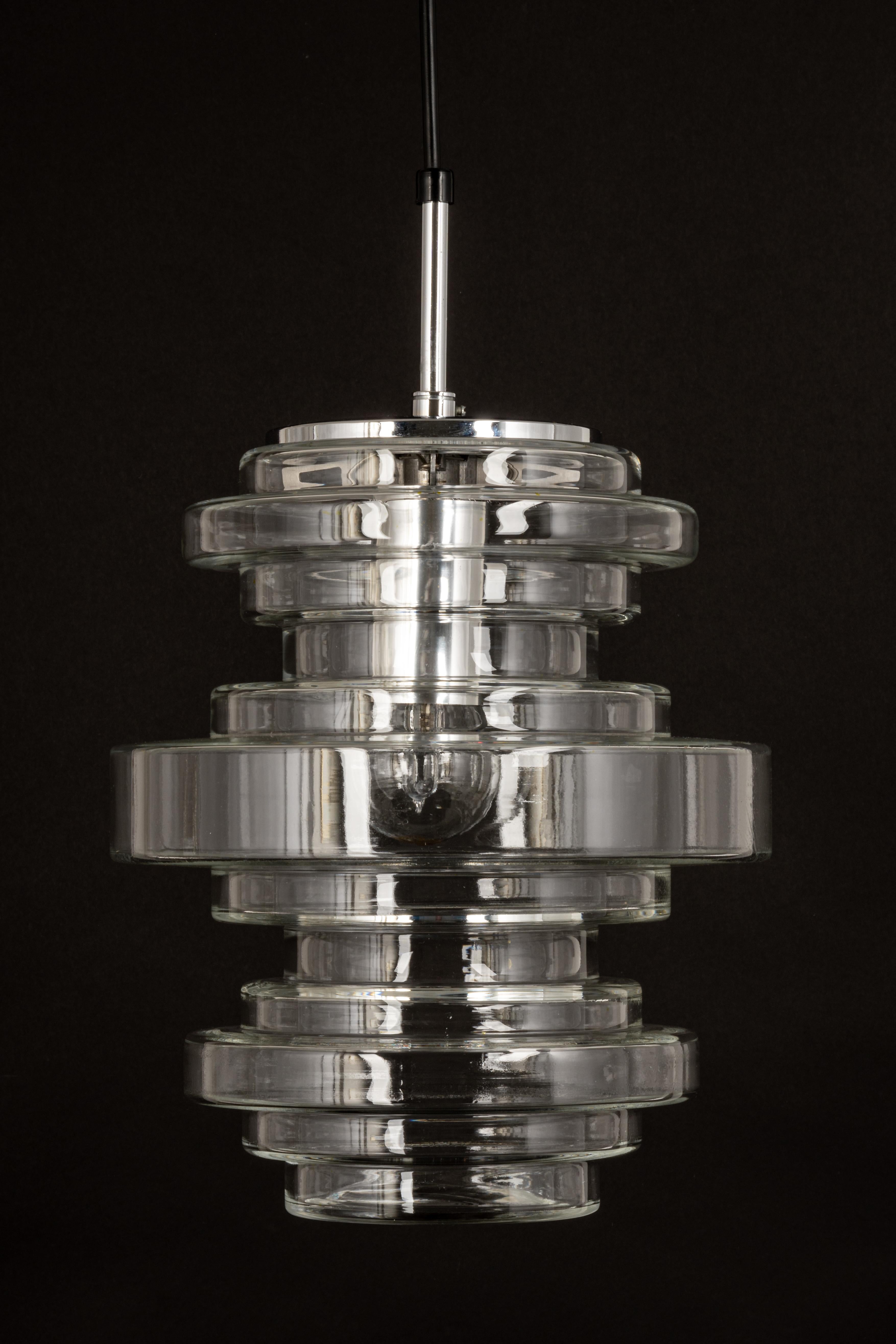 1 di 2 rare lampade a sospensione in vetro trasparente di Limburg, Germania, anni '70 in vendita 9