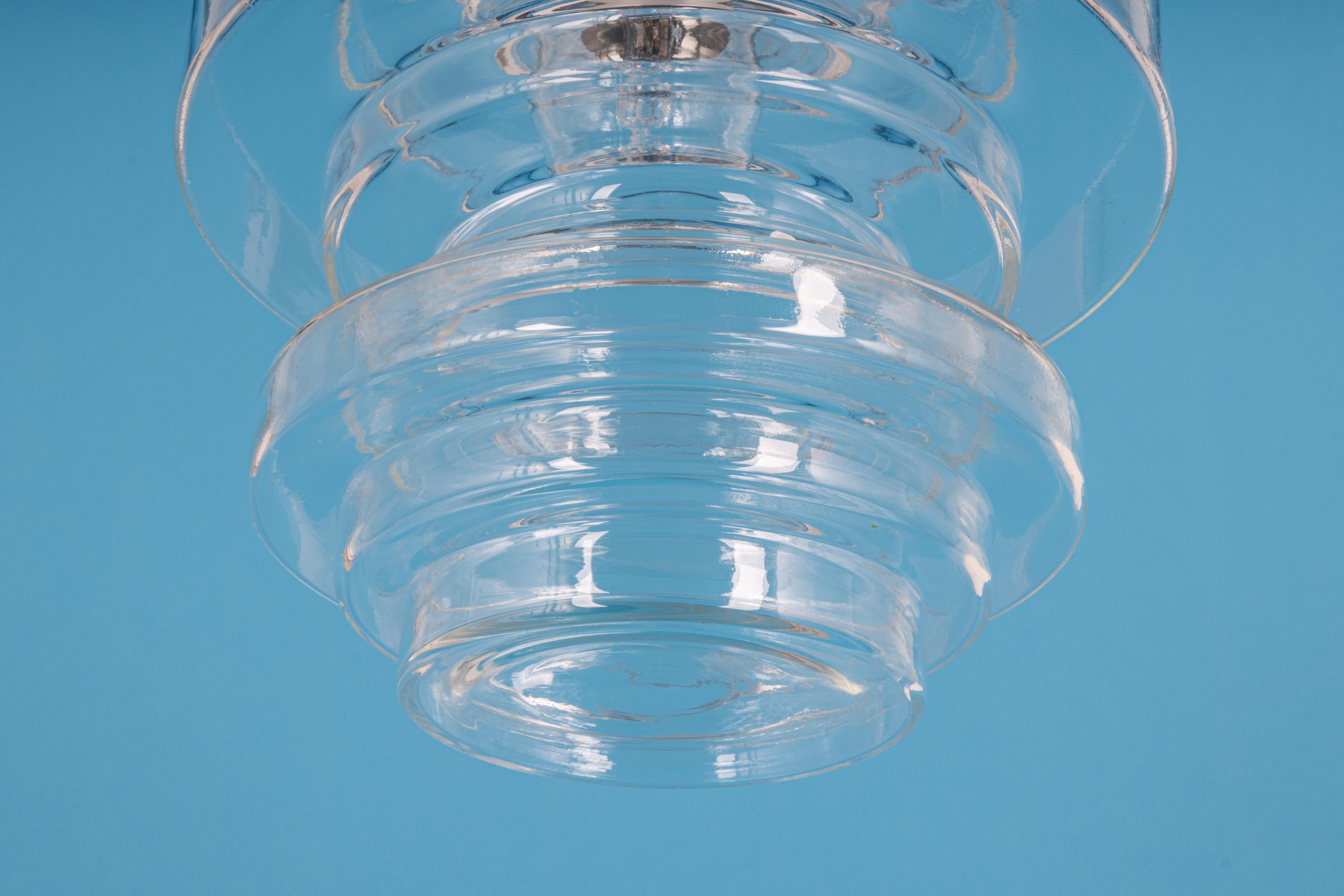 1 di 2 rare lampade a sospensione in vetro trasparente di Limburg, Germania, anni '70 in vendita 12