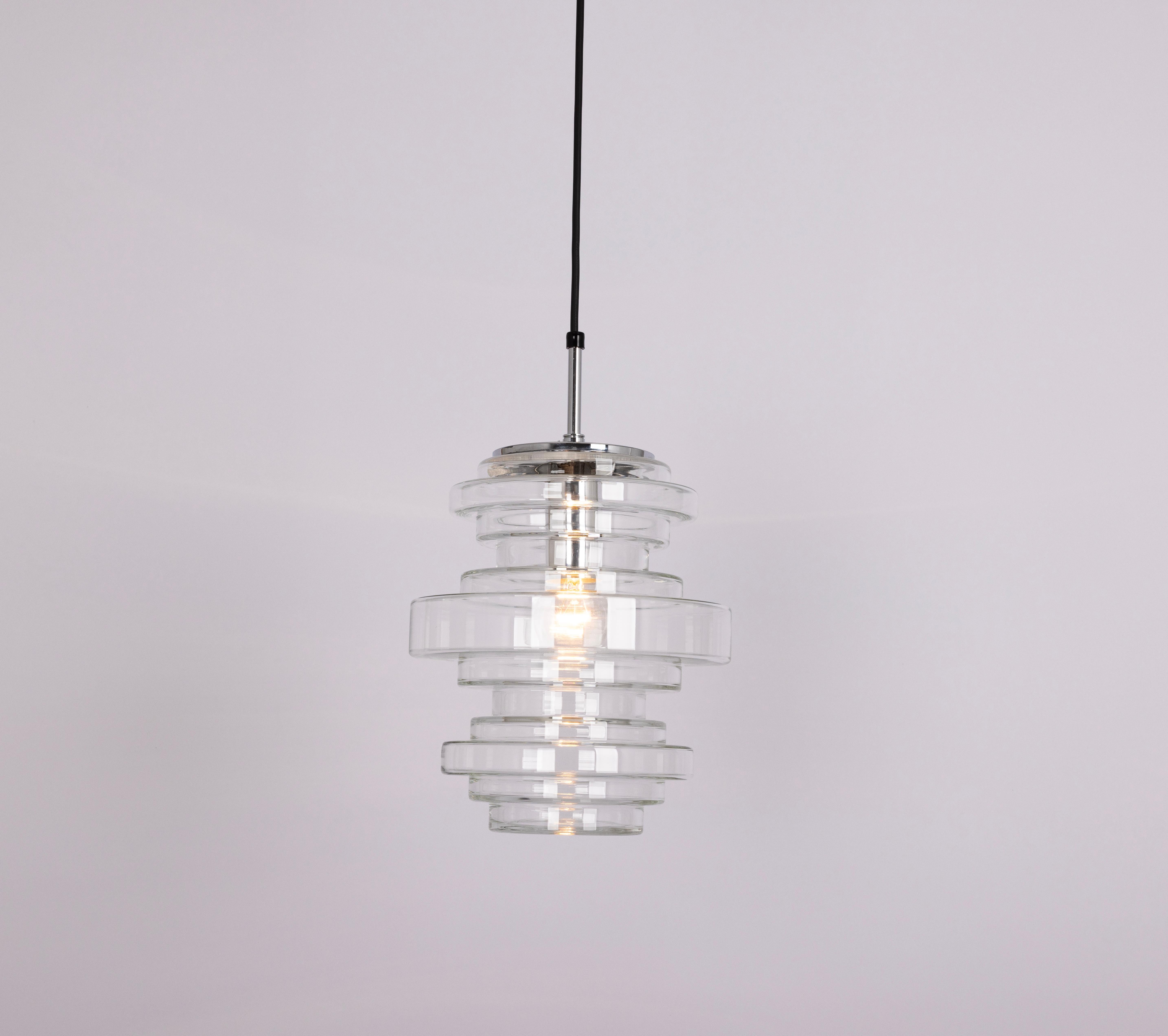 1 di 2 rare lampade a sospensione in vetro trasparente di Limburg, Germania, anni '70 in vendita 13