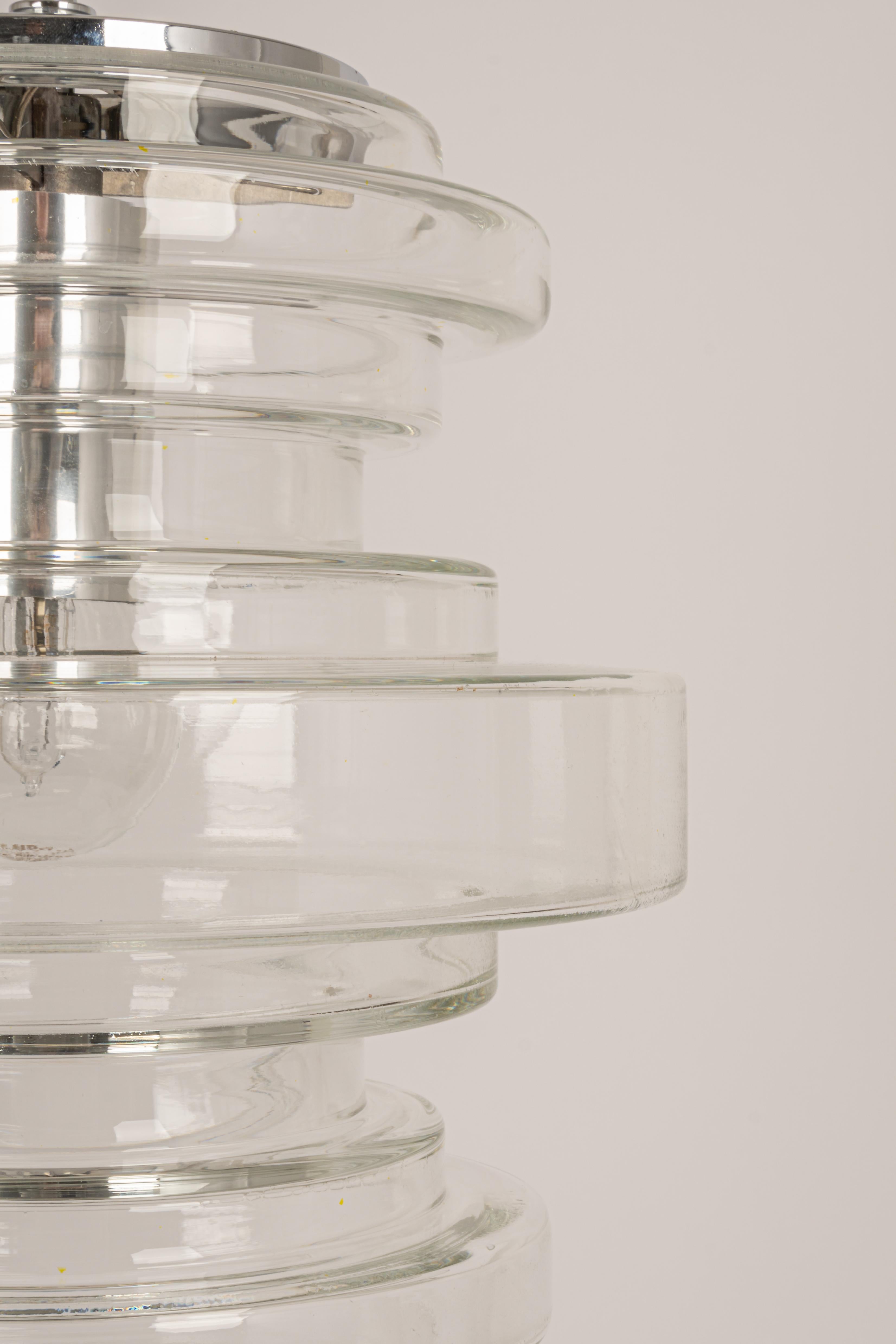 1 di 2 rare lampade a sospensione in vetro trasparente di Limburg, Germania, anni '70 In condizioni buone in vendita a Aachen, NRW