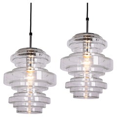 1 von 2 seltenen Limburg Klarglas-Pendelleuchten, Deutschland, 1970er Jahre