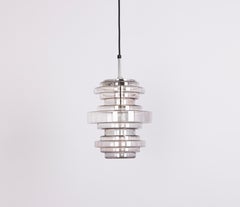 1 of 2 Rare Limburg Smoked Glass Pendant Lamps, Germany, 1970s