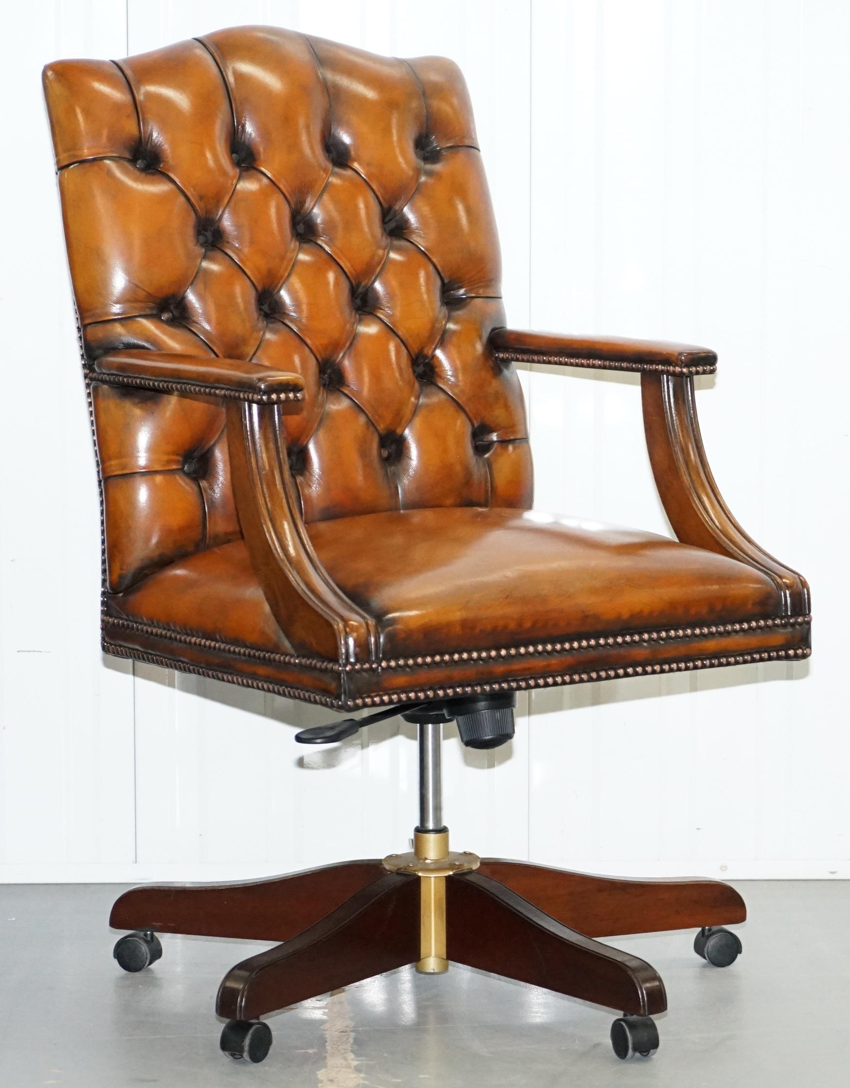 Chesterfield Leather Gainsborough Style Captains Chair Office Desk Chair 150kg 