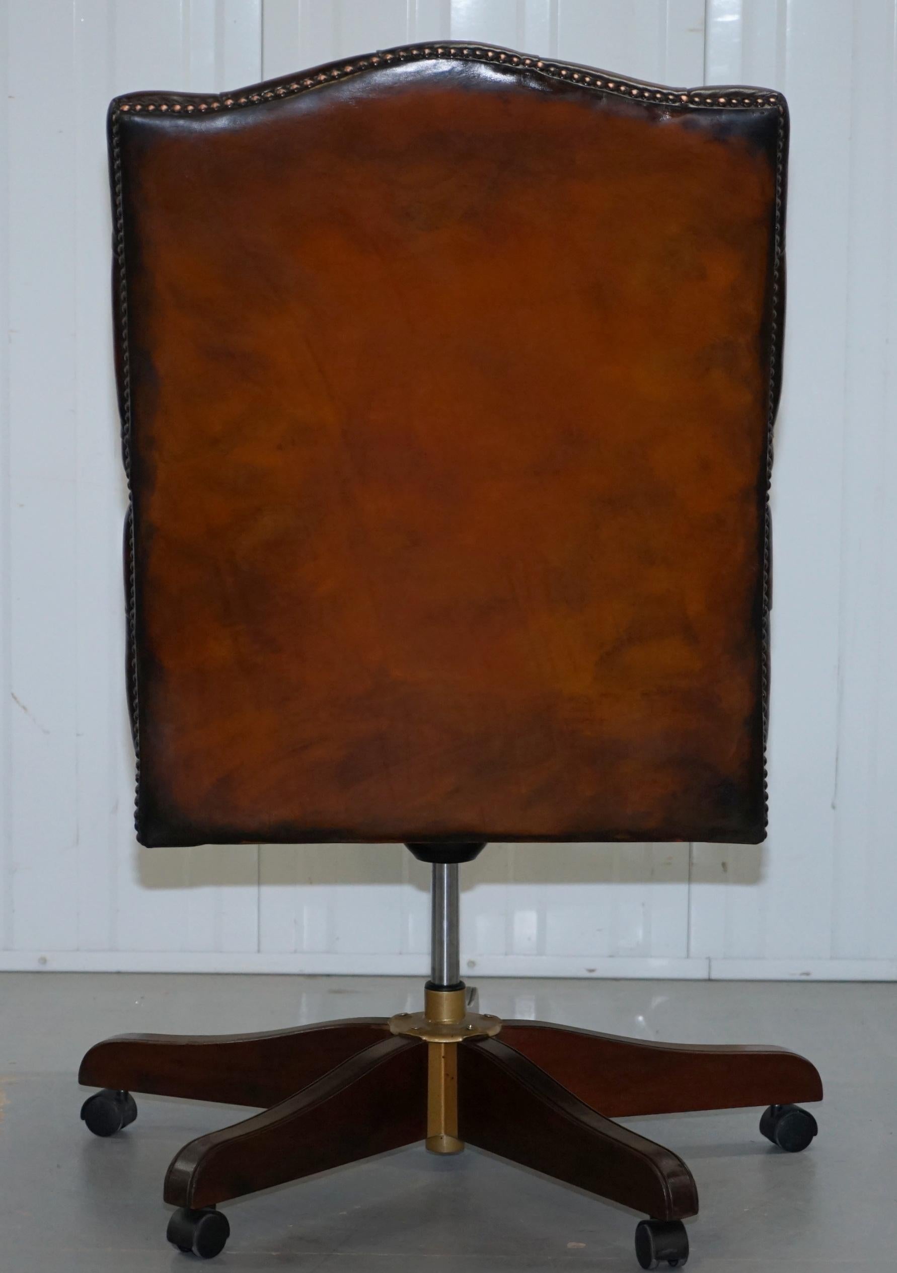 1 of 2 Restored Chesterfield Gainsborough Brown Leather Directors Captains Chair 12