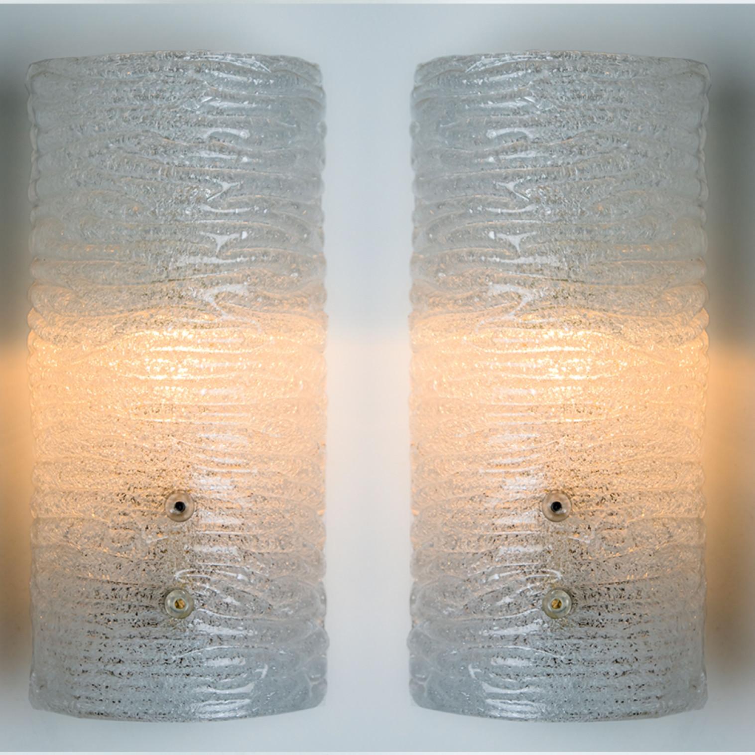 1 of 2 Ribble Textured Glass Brass Wall Lights by J.T. Kalmar, Austria For Sale 5