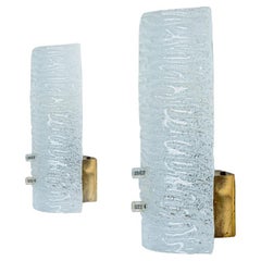 1 of 2 Ribble Textured Glass Brass Wall Lights by J.T. Kalmar, Austria