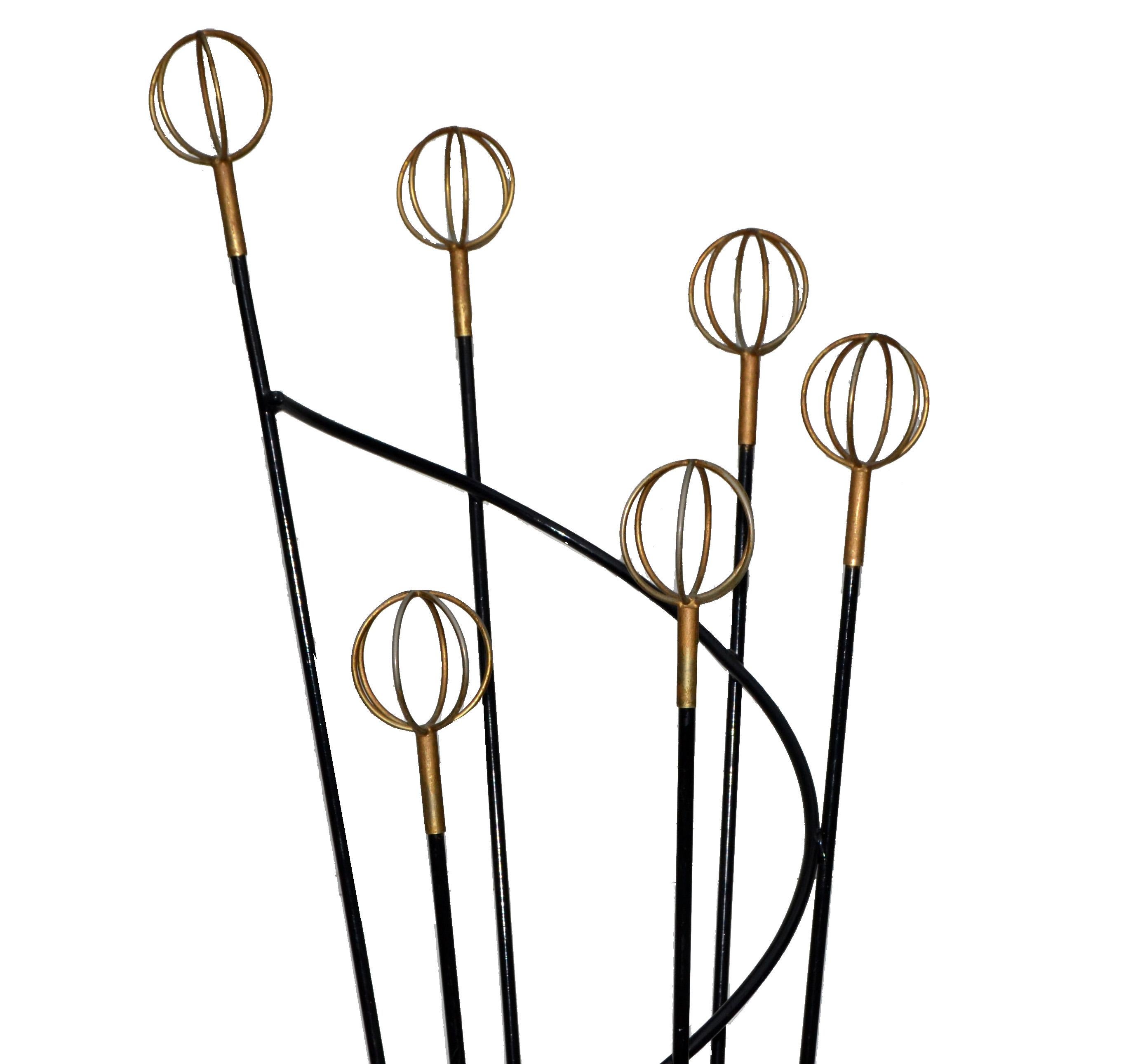 Metal 1 of 2 Roger Feraud Mid-Century Modern French Black & Gold Hat Rack, Space Age  For Sale