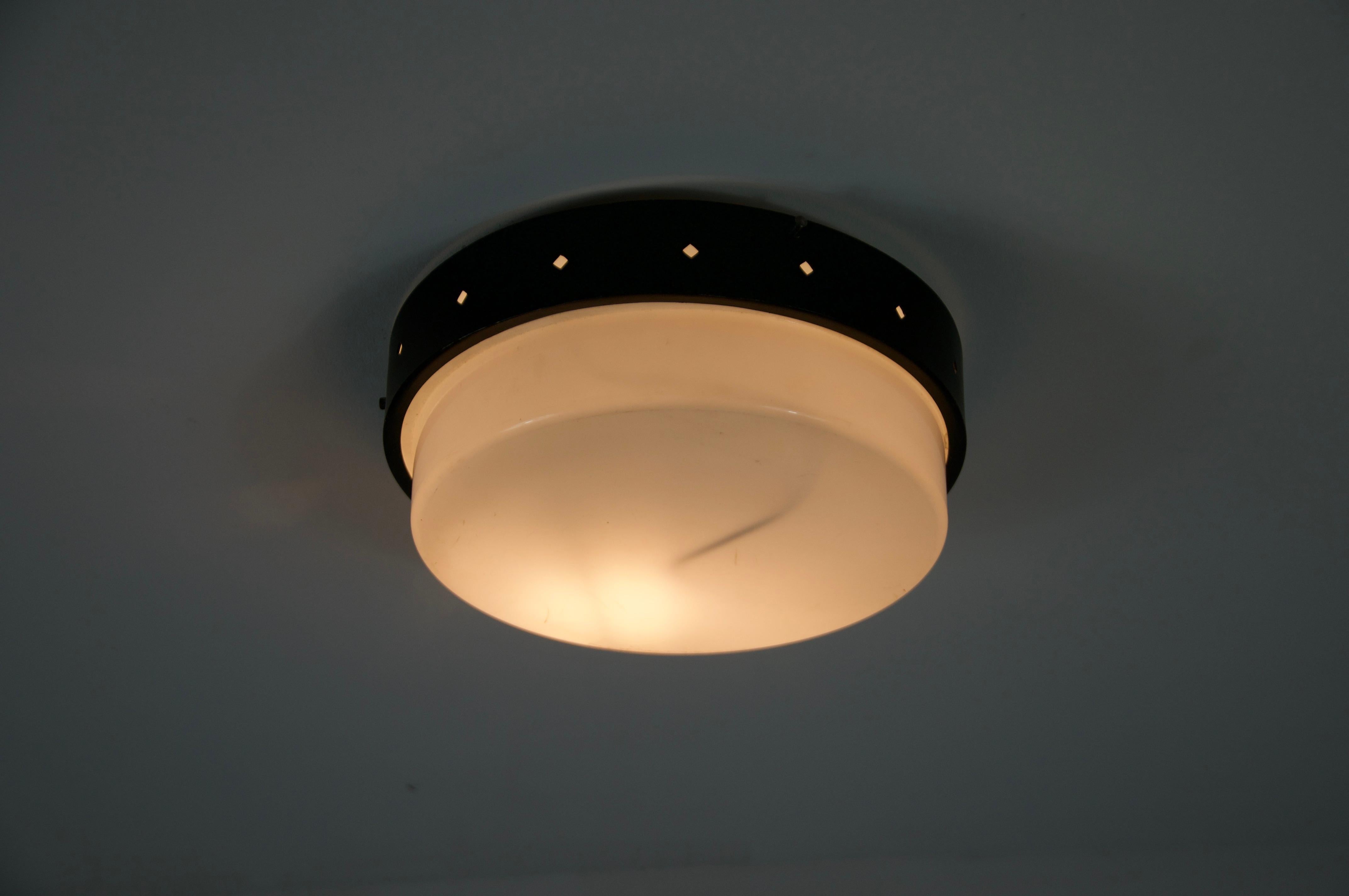 1 of 2 Round Mid-Century Flush Mount, 1960s, Italy For Sale 3
