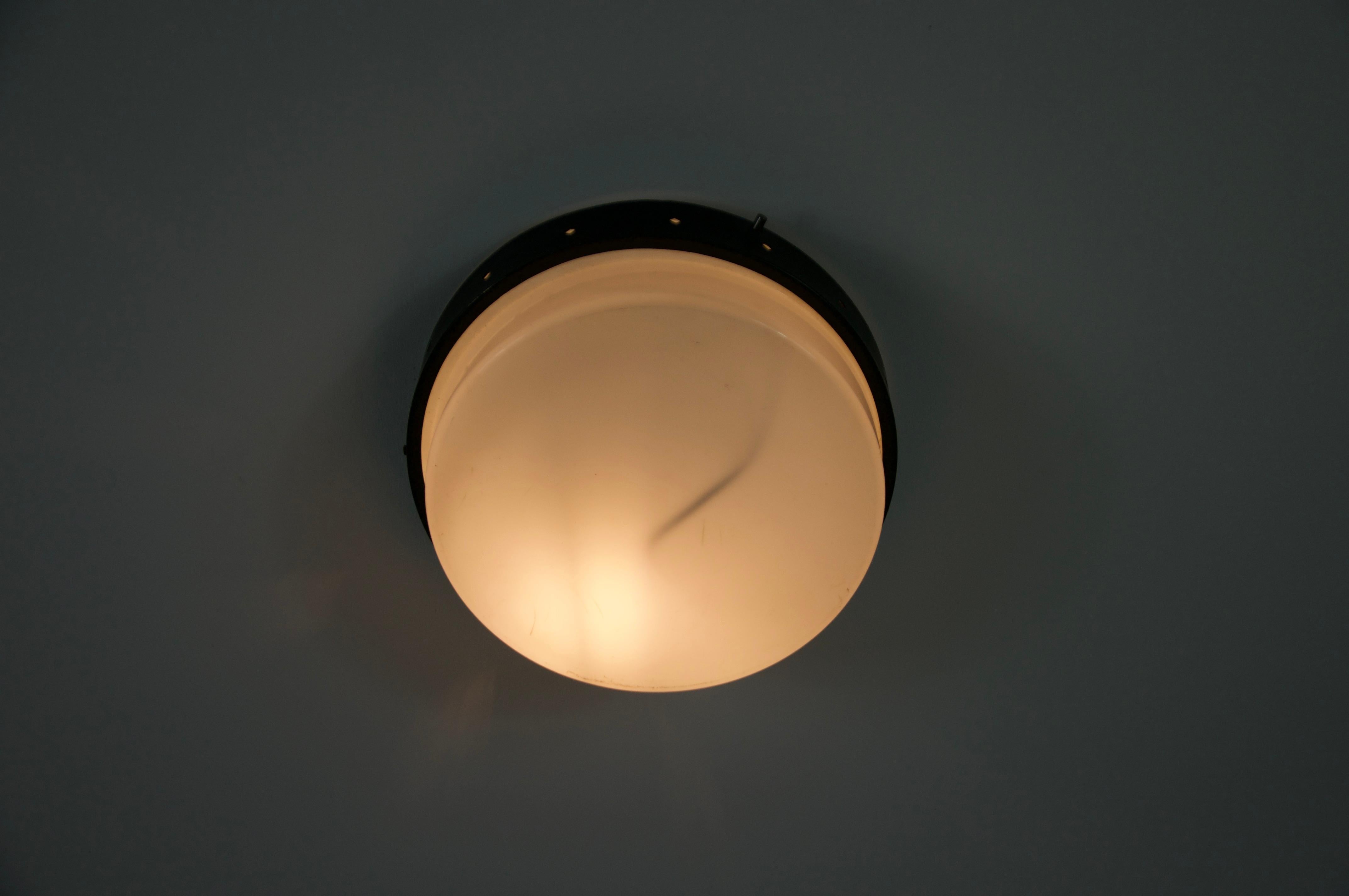 1 of 2 Round Mid-Century Flush Mount, 1960s, Italy For Sale 4