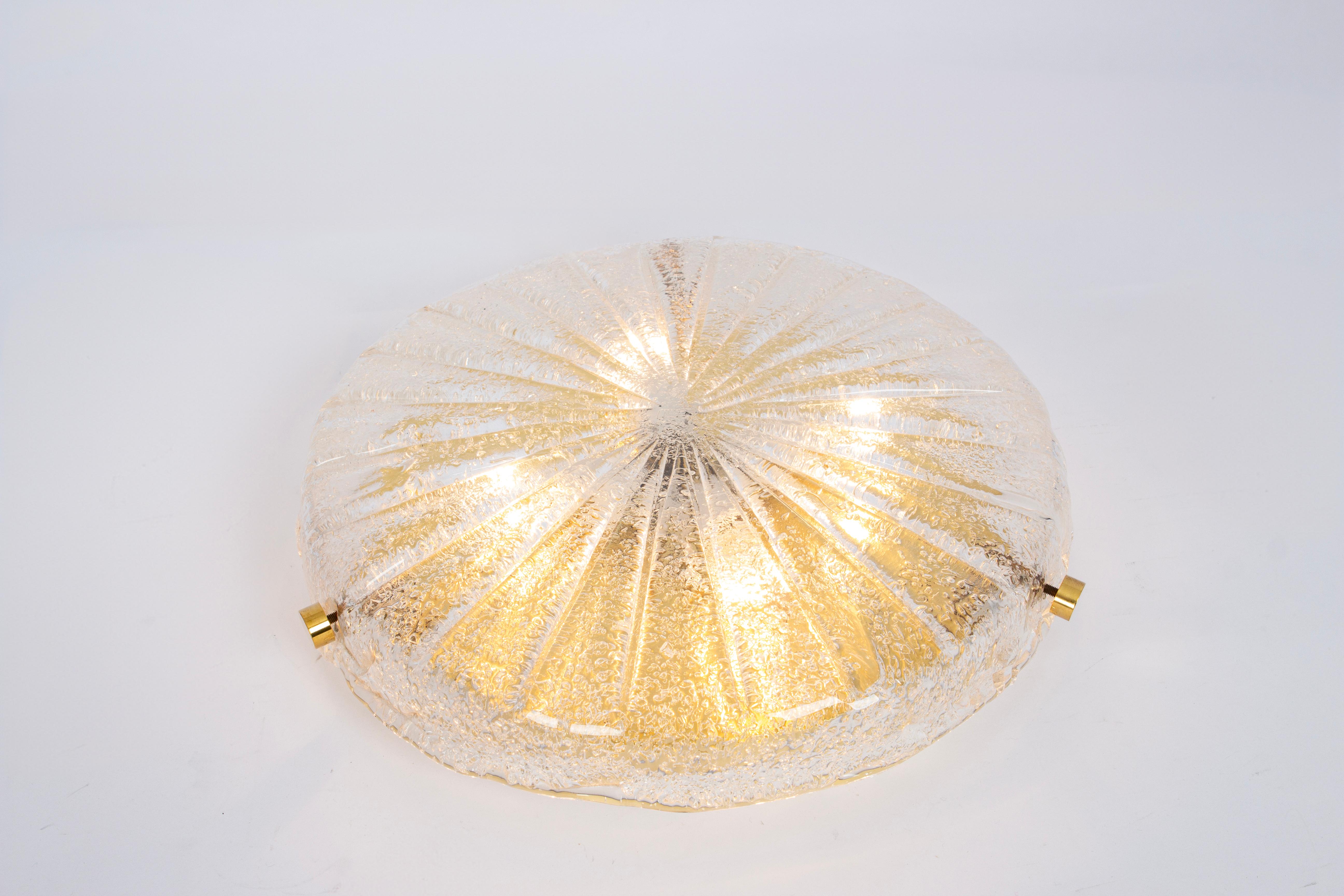 1 des 3 plafonniers ronds Sunburst de Murano par Hillebrand, Allemagne, 1970 en vente 5