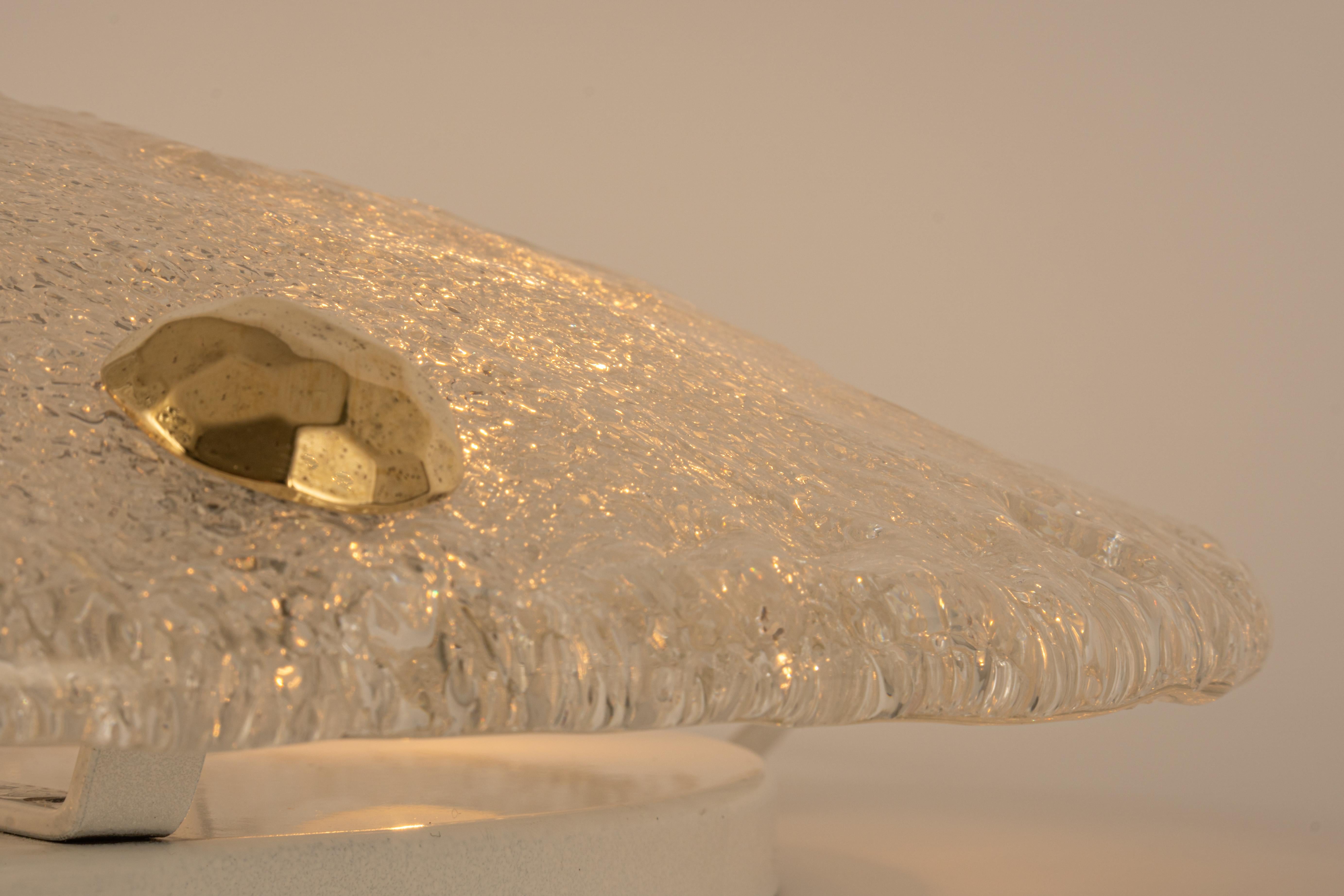 1 'of 2' Round Murano Ice Glass Flushmount by Hillebrand, Germany, 1970s For Sale 3
