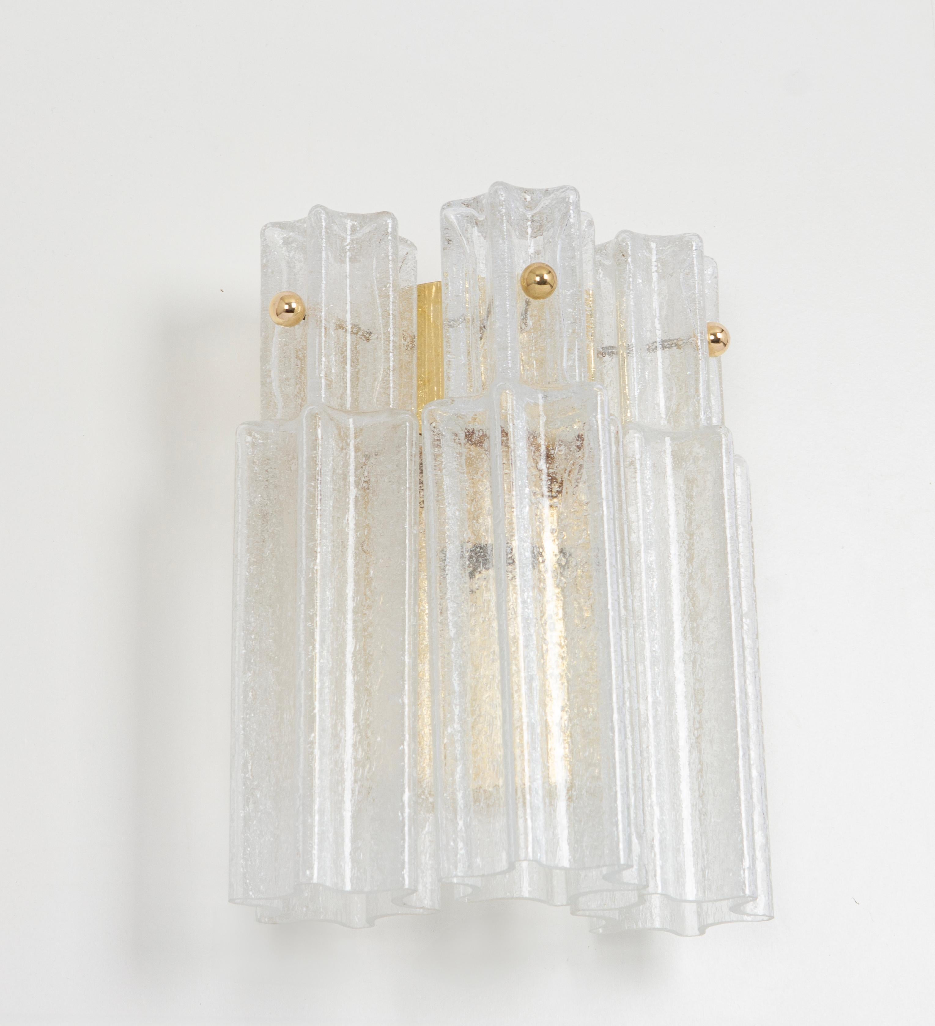 Mid-Century Modern 1 of 2 Sets of Frosted Glass Wall Lights by Limburg, Germany, 1960s For Sale
