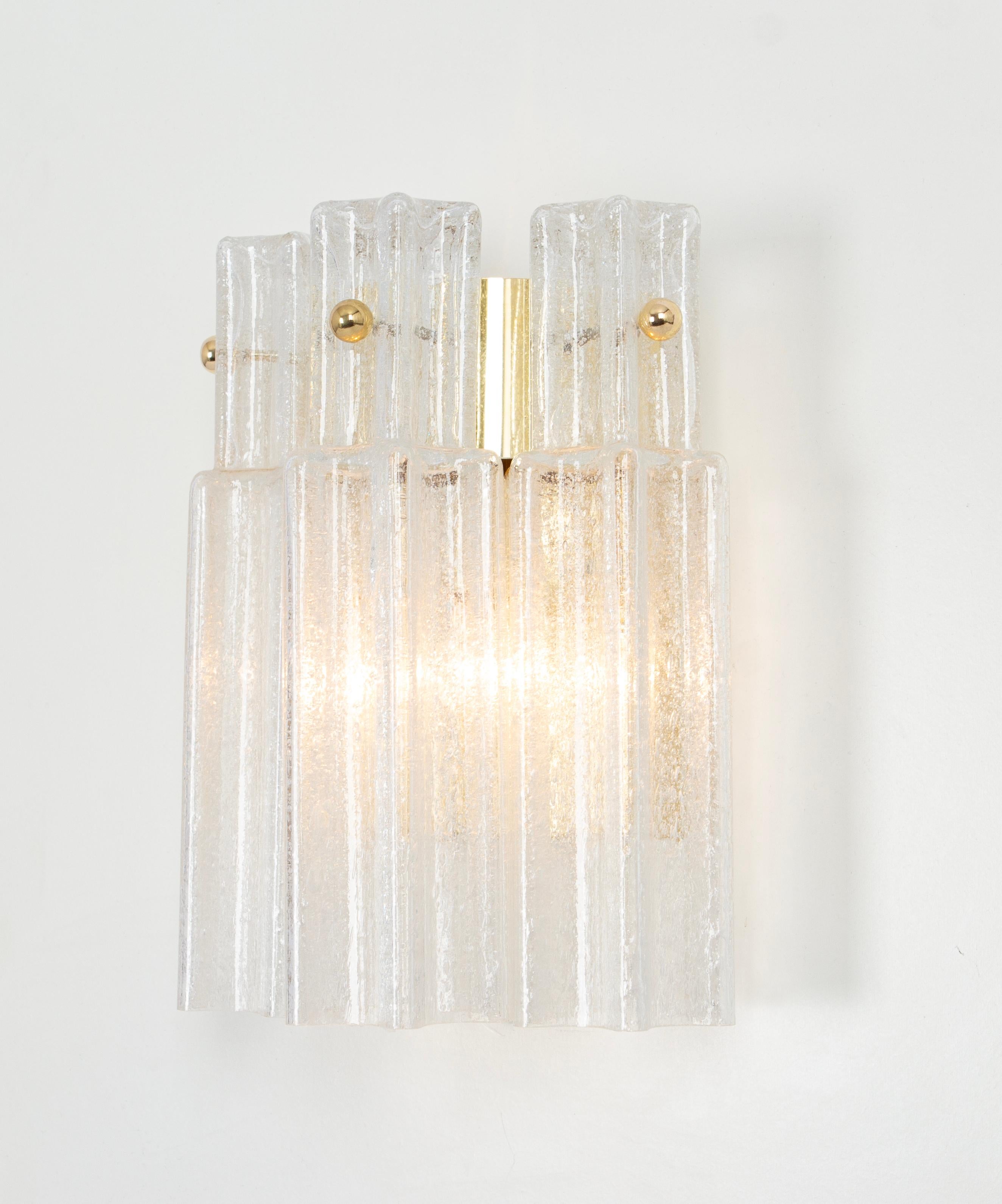 Mid-20th Century 1 of 2 Sets of Frosted Glass Wall Lights by Limburg, Germany, 1960s For Sale