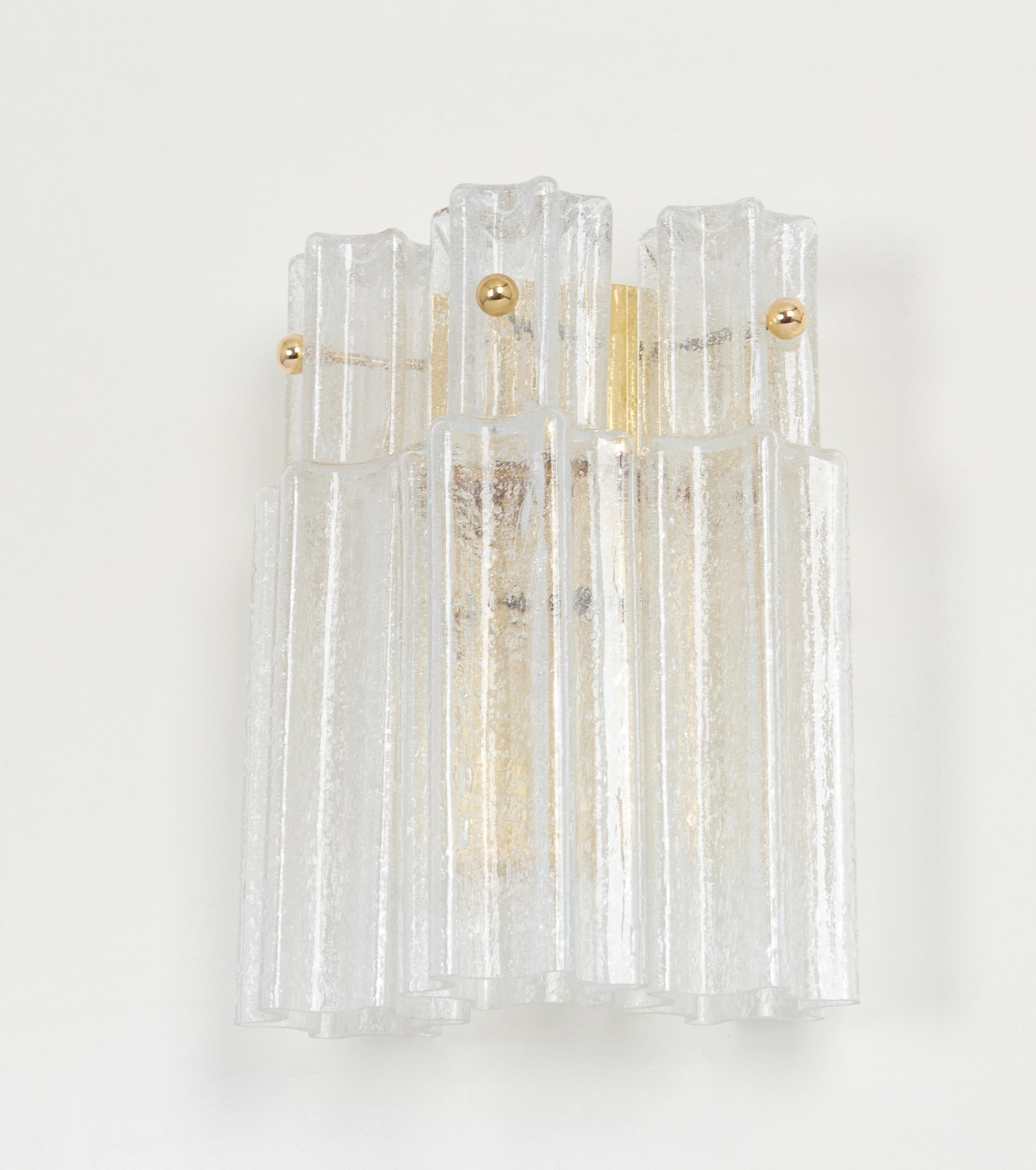 1 of 2 Sets of Frosted Glass Wall Lights by Limburg, Germany, 1960s For Sale 2