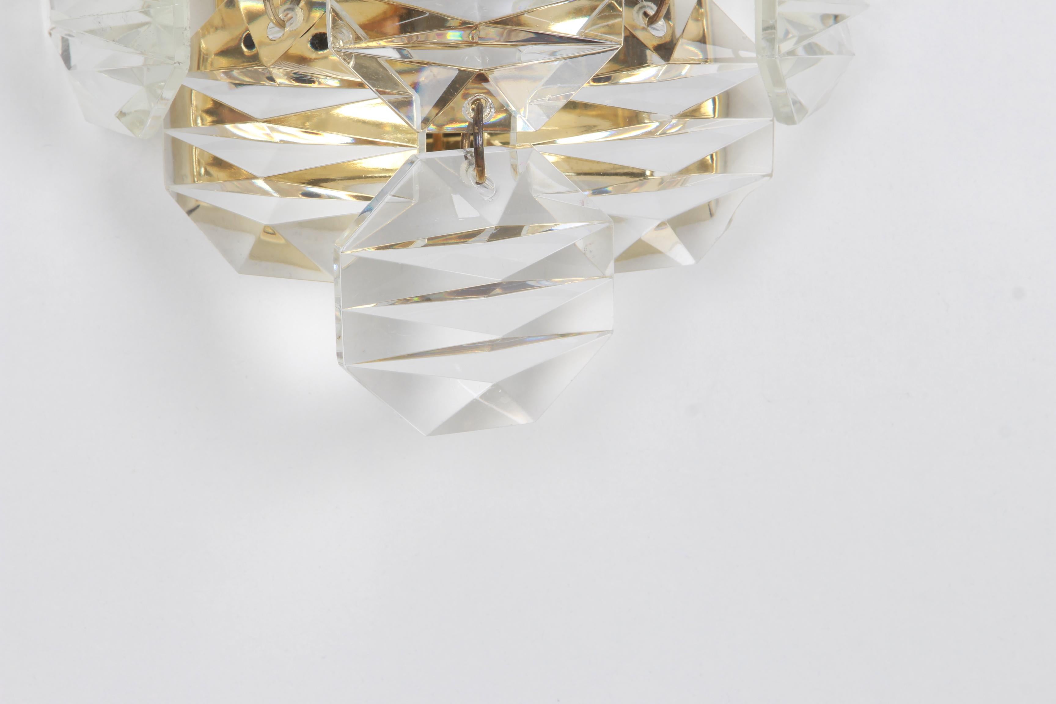Late 20th Century 1 of 2 Sets / Stunning Crystal Sconce by Kinkeldey, Germany, 1970s For Sale
