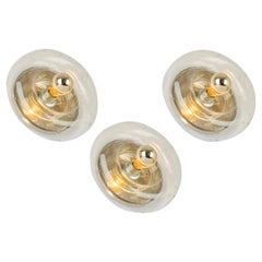 1 of 2 Special Clear Glass Wall Light Doughnut Shape by Doria, Germany, 1960s