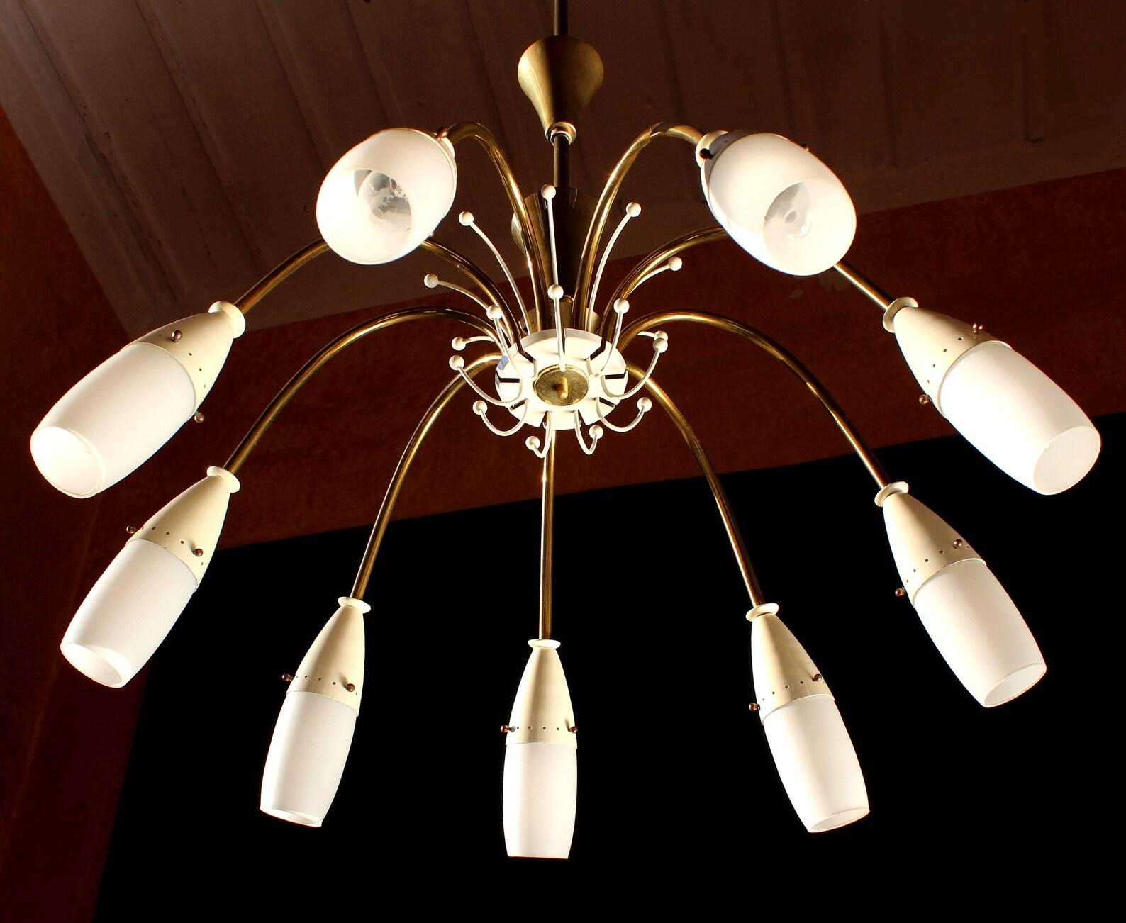 1 of 2 Spider Sputnik Chandelier, Germany 1950s In Good Condition For Sale In Berlin, BE
