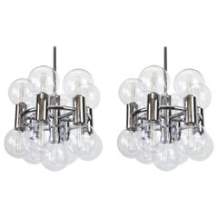 1 of 2 Sputnik Chrome Pendant Light-Design Motoko Ishii by Staff, Germany, 1970s