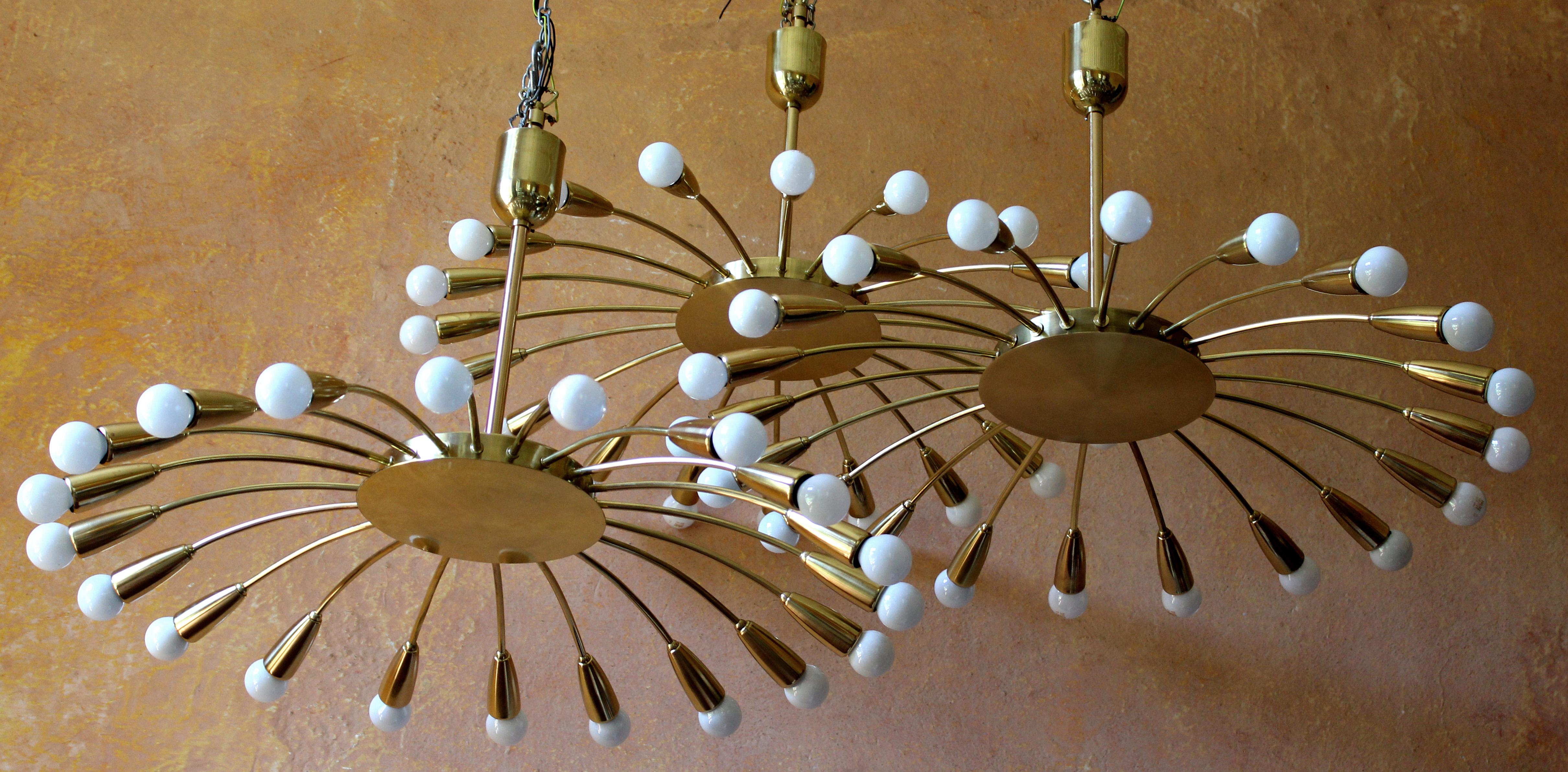 Mid-20th Century 1 of 2 Spider Lights Chandelier, Italy, 1950s For Sale