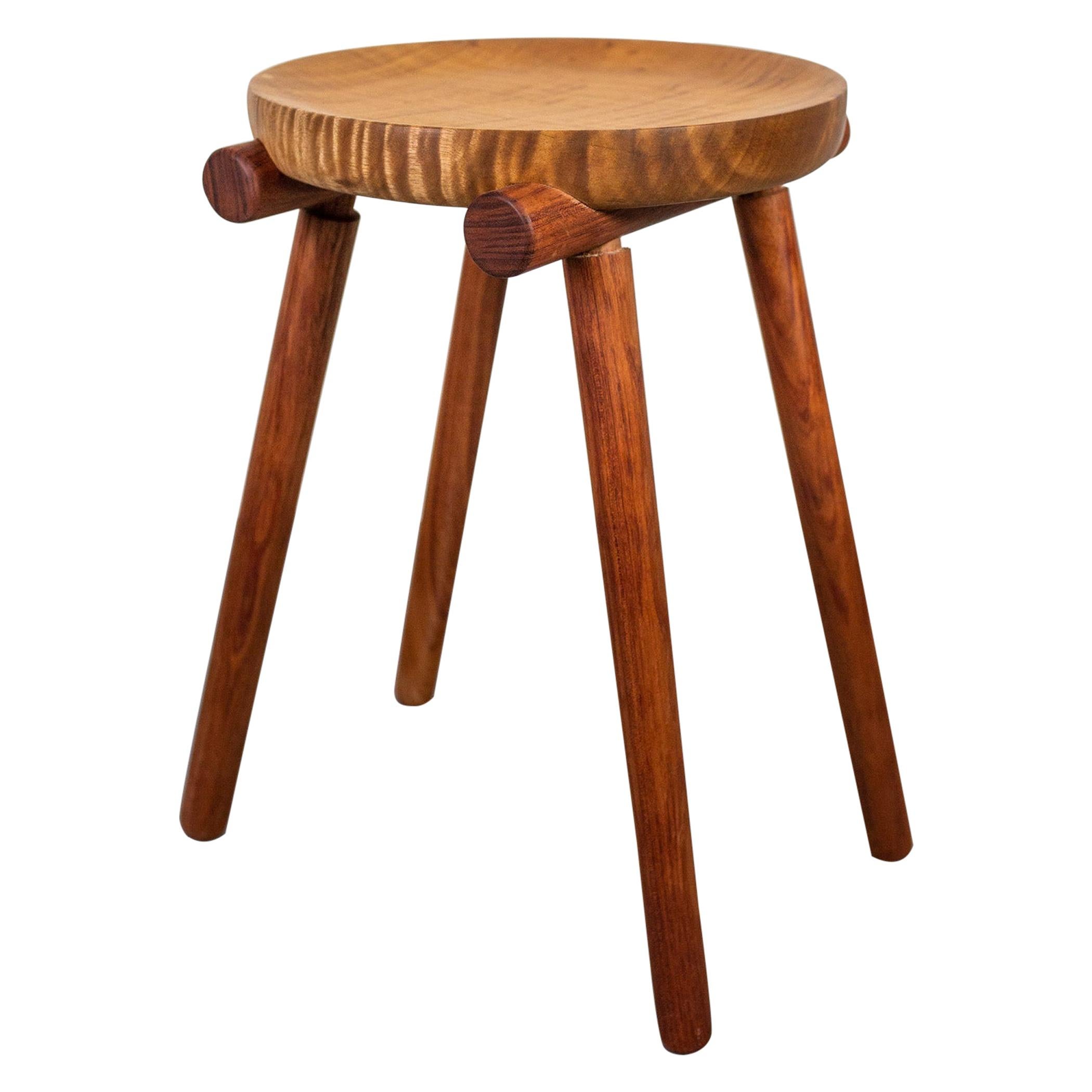 1 of 2 Studio Stools by Michael Rozell in Silk Wood and Bubinga, USA, 2020