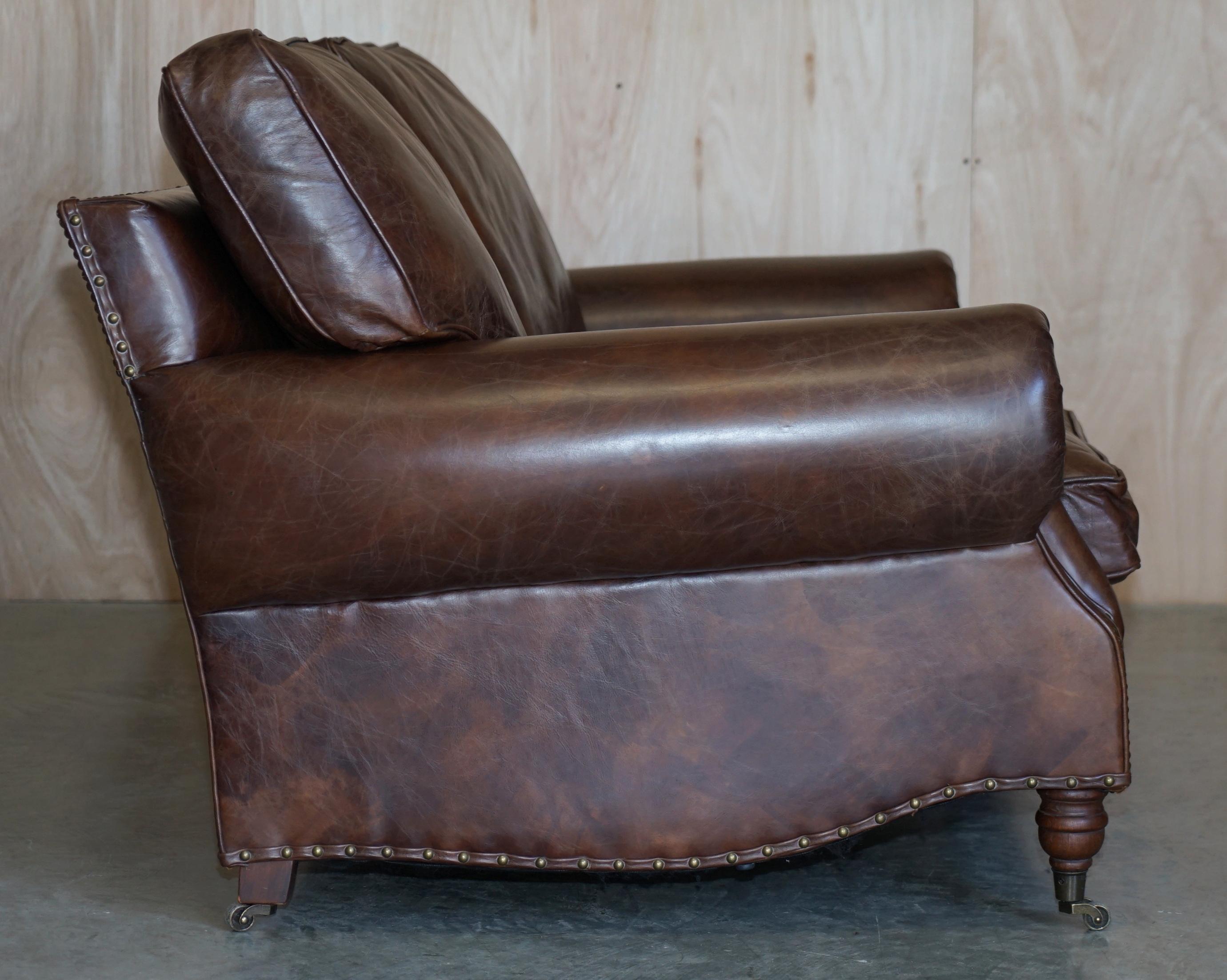 1 of 2 Stuning Timothy Oulton Balmoral Hand Dyed Brown Leather Sofas Wide 5