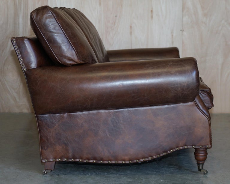 1 of 2 Stuning Timothy Oulton Balmoral Hand Dyed Brown Leather Sofas Wide For Sale 5