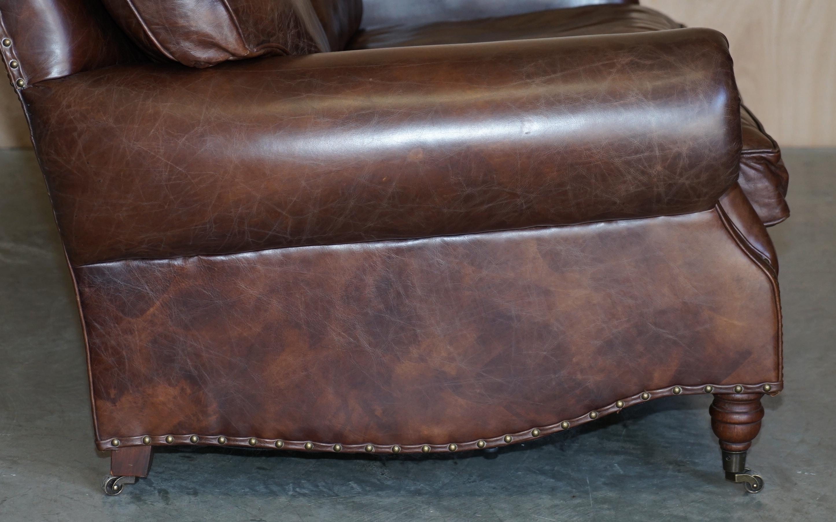 1 of 2 Stuning Timothy Oulton Balmoral Hand Dyed Brown Leather Sofas Wide 6