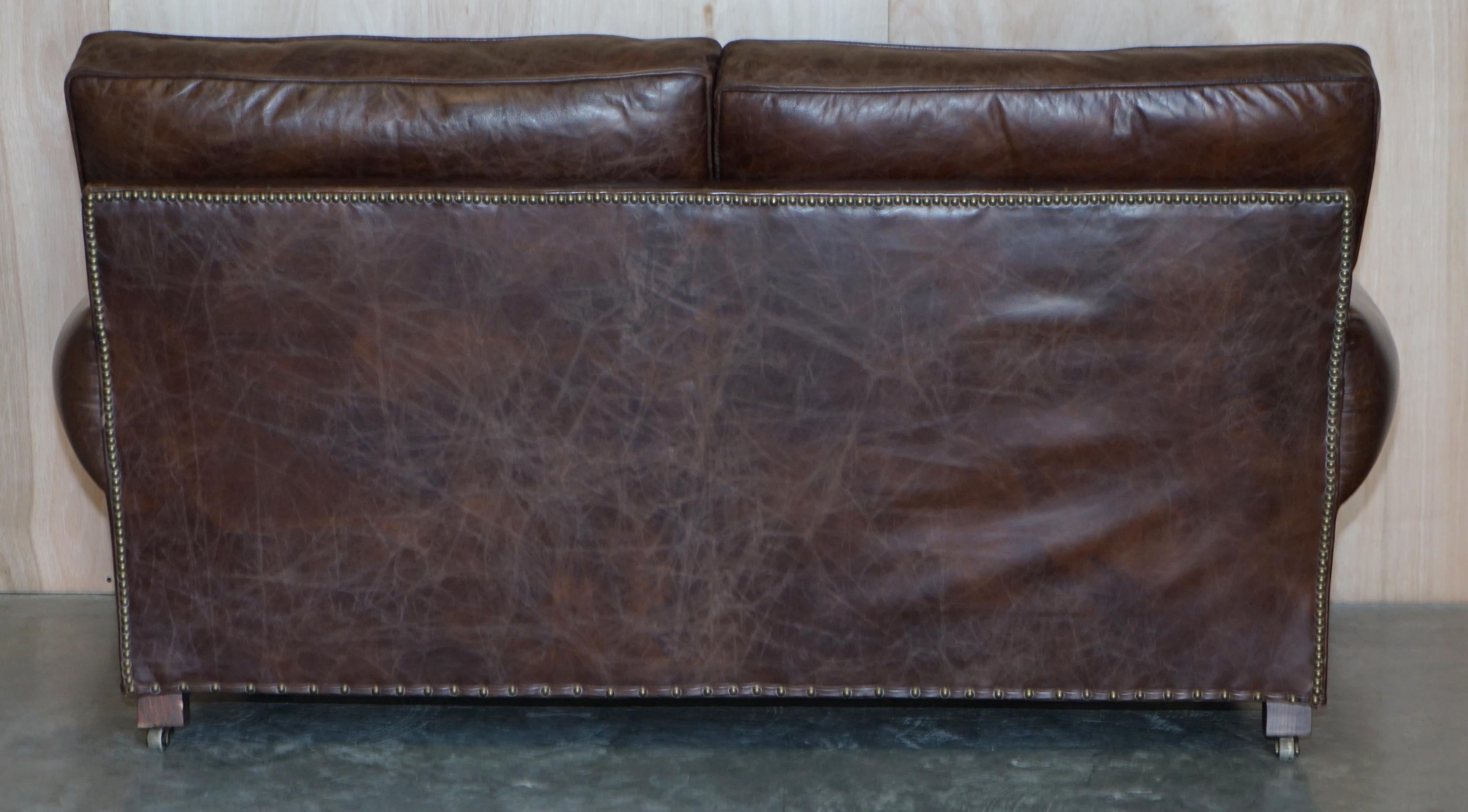 1 of 2 Stuning Timothy Oulton Balmoral Hand Dyed Brown Leather Sofas Wide 7