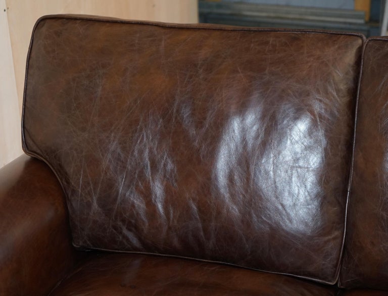1 of 2 Stuning Timothy Oulton Balmoral Hand Dyed Brown Leather Sofas Wide For Sale 11
