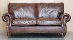 1 of 2 Stuning Timothy Oulton Balmoral Hand Dyed Brown Leather Sofas Wide