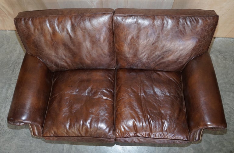 1 of 2 Stuning Timothy Oulton Balmoral Hand Dyed Brown Leather Sofas Wide For Sale 1