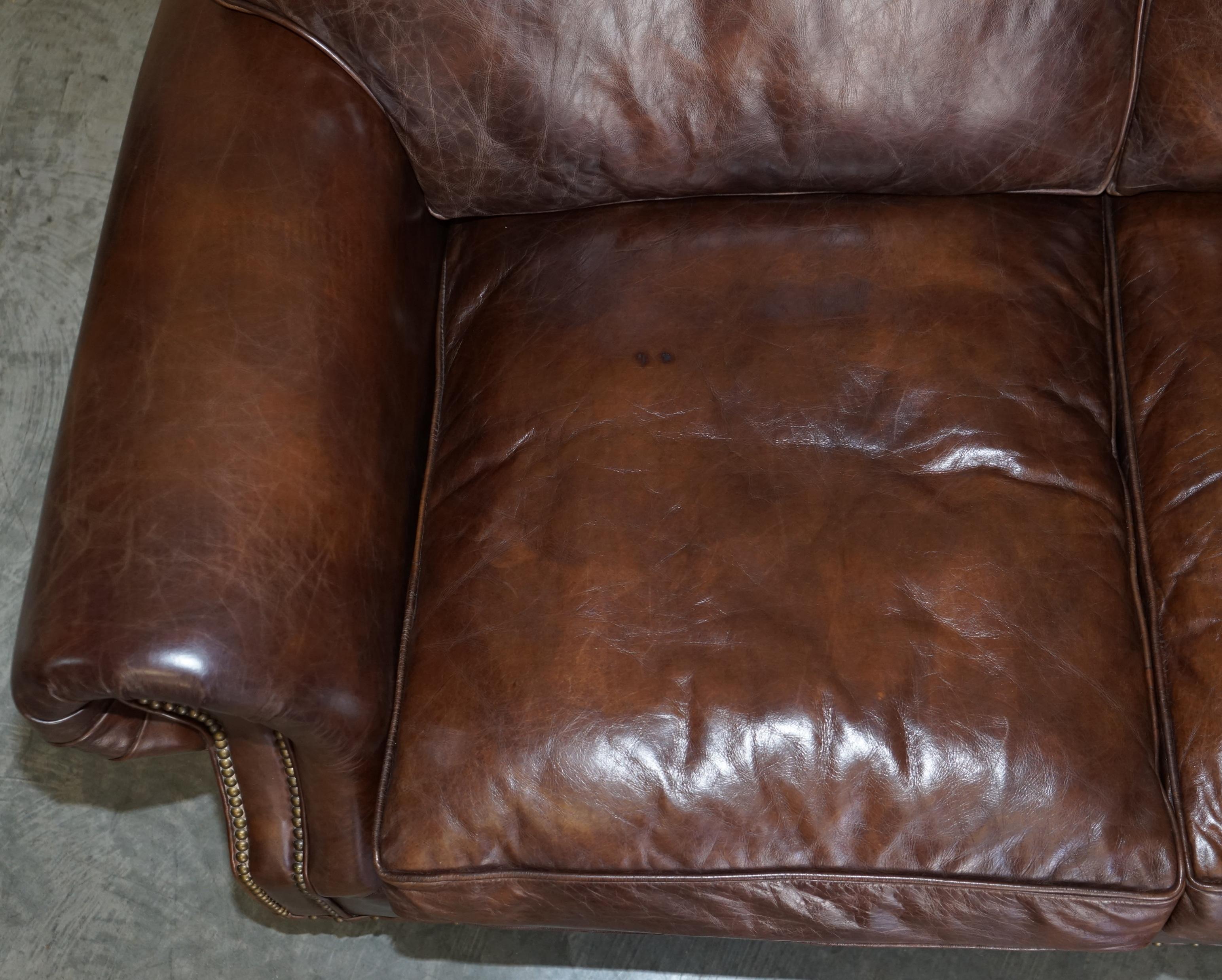 1 of 2 Stuning Timothy Oulton Balmoral Hand Dyed Brown Leather Sofas Wide 2