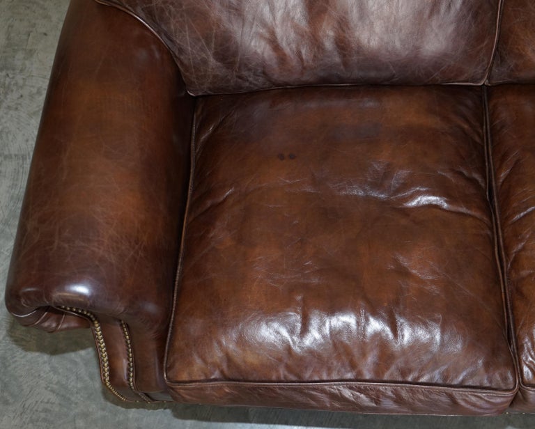 1 of 2 Stuning Timothy Oulton Balmoral Hand Dyed Brown Leather Sofas Wide For Sale 2
