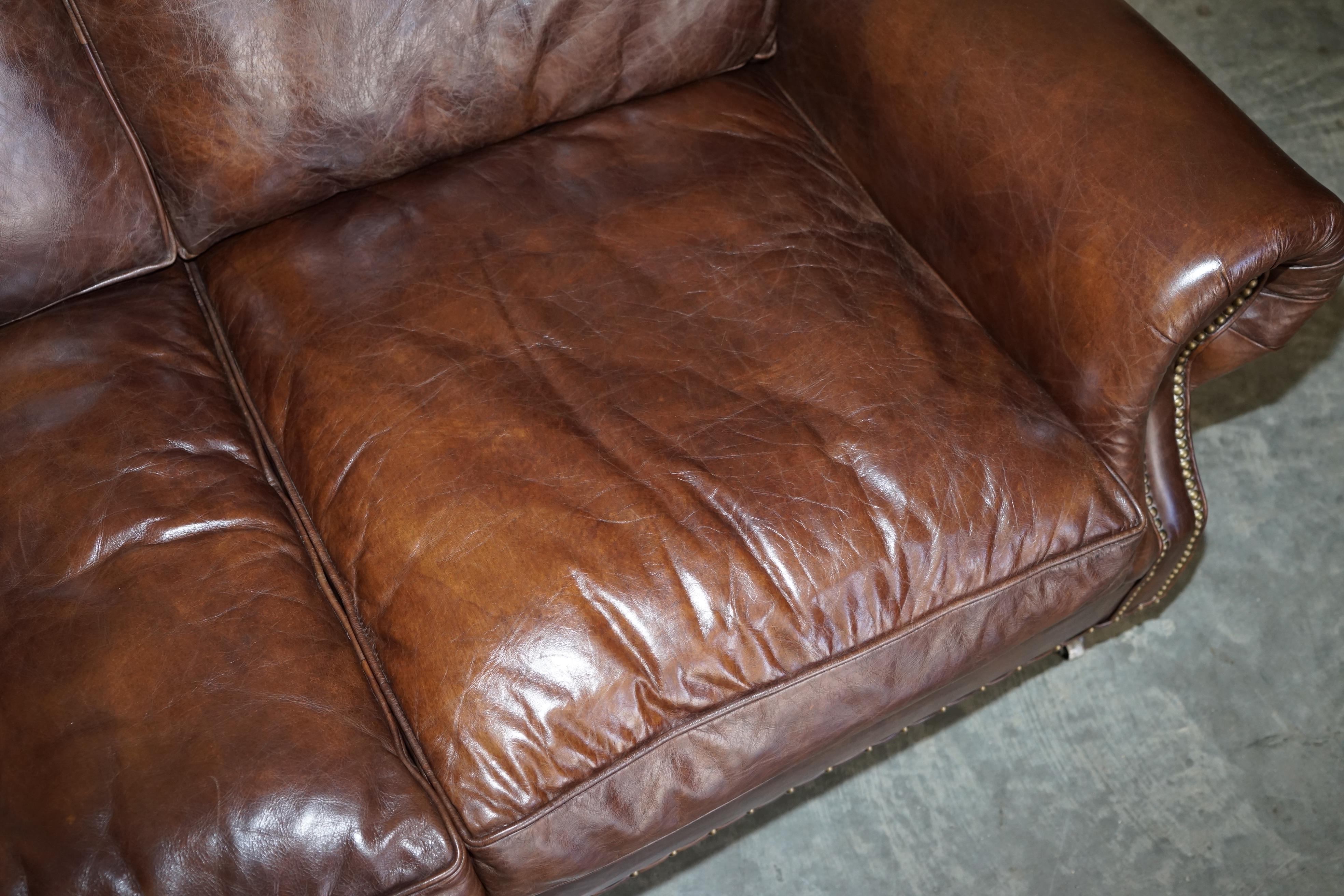 1 of 2 Stuning Timothy Oulton Balmoral Hand Dyed Brown Leather Sofas Wide 3