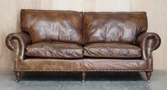 1 of 2 Stuning Timothy Oulton Balmoral Hand Dyed Brown Leather Sofas Wide