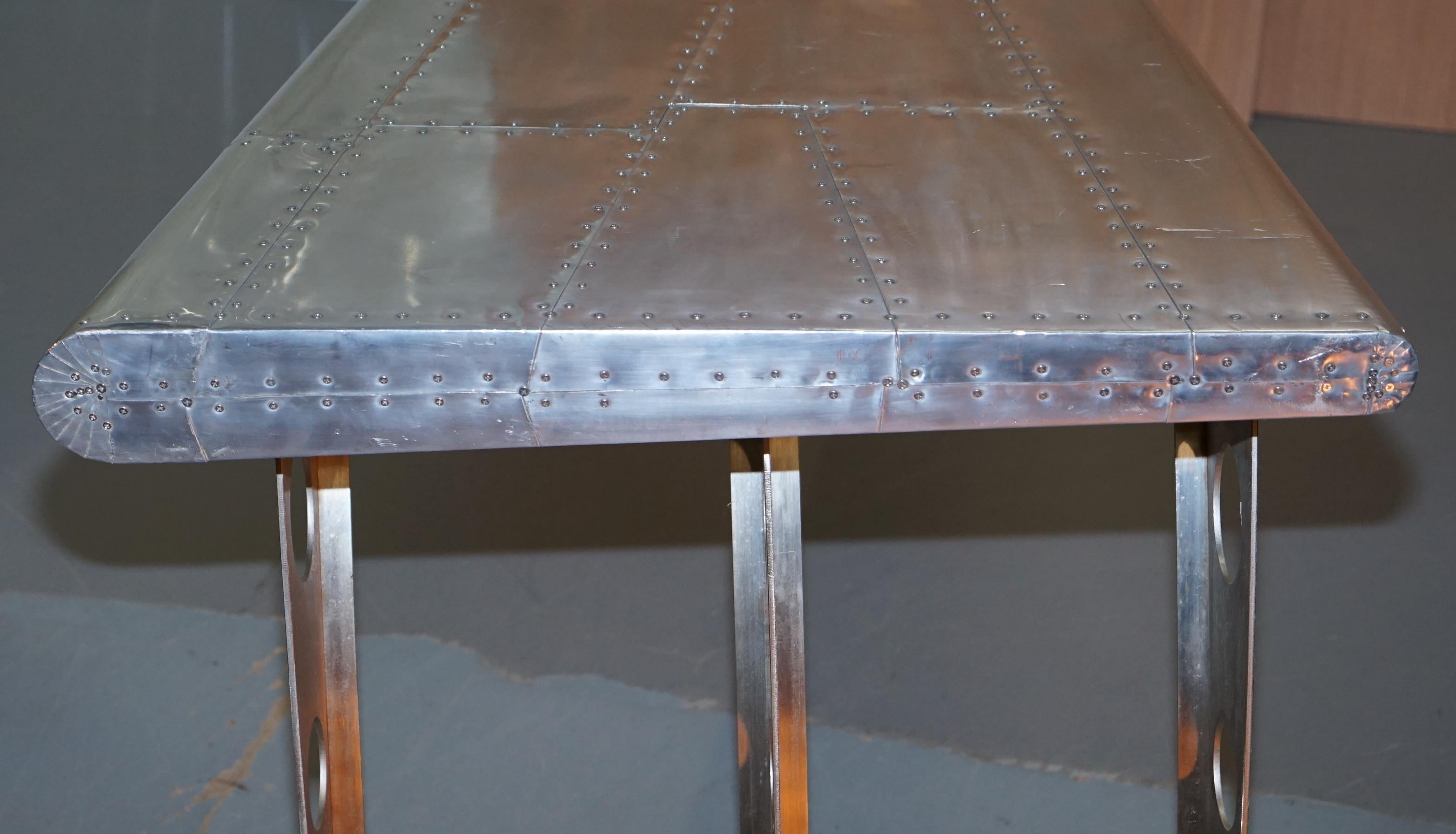 Hand-Crafted 1 of 2 Stunning Aluminium Aeroplane Wing Desks or Writing Tables Large Sized