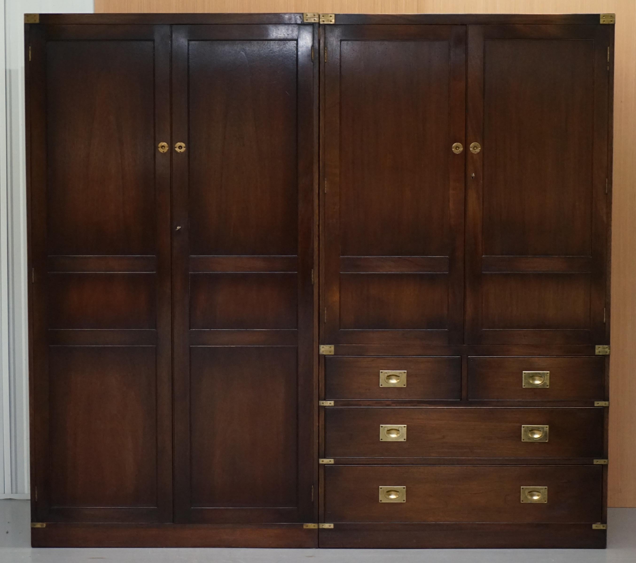 We are delighted to offer for sale one of two stunning Bevan Funell military campaign mahogany wardrobes RRP £7999 each

This auction is for the wardrobe without the drawers, the other piece is not included in this auction but listed under my
