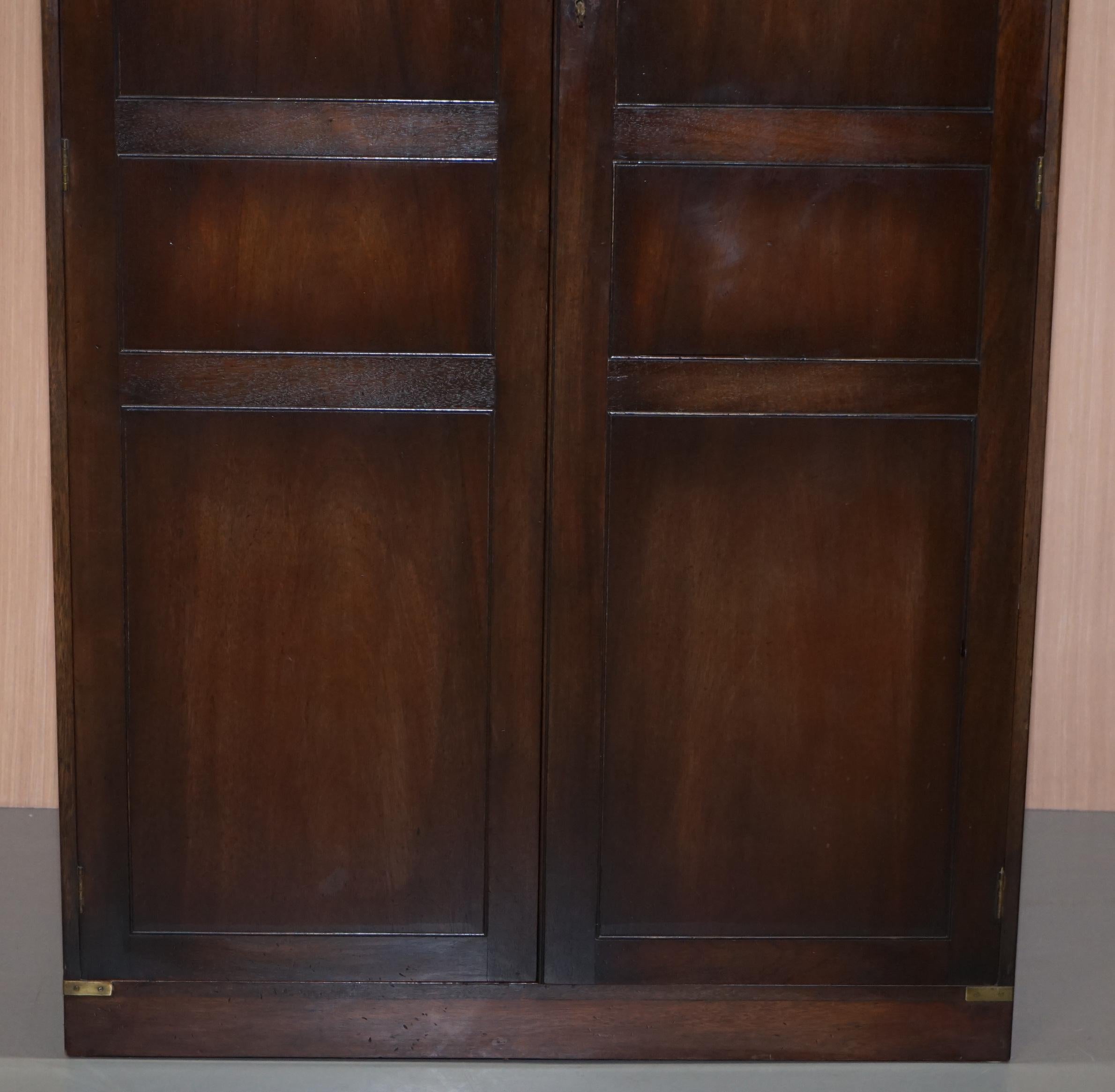 1 of 2 Stunning Bevan Funnell Military Campaign Wardrobes Brass Handles In Good Condition In West Sussex, Pulborough