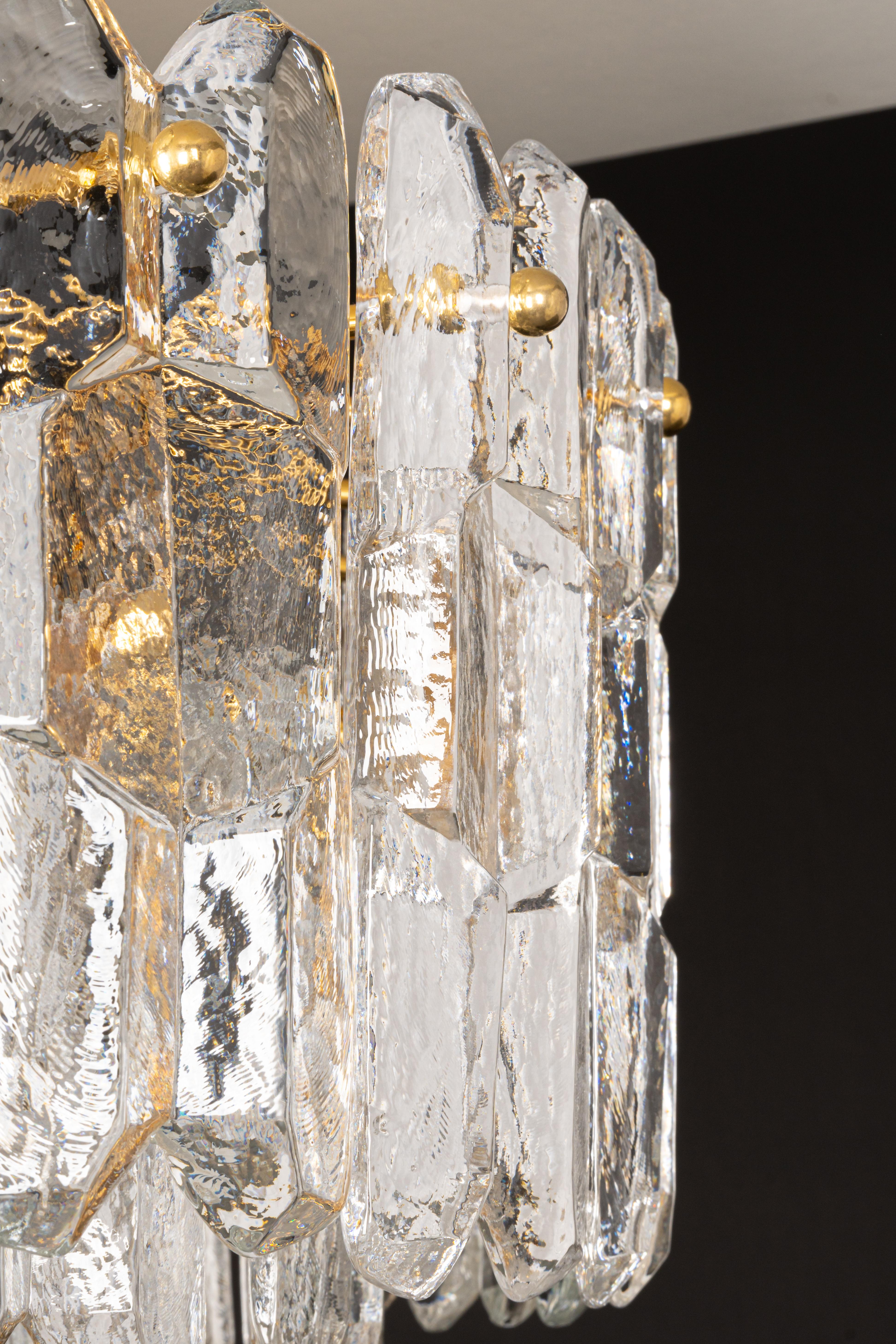 1 of 2 Stunning Brass Murano Glass Light Fixture Palazzo, Kalmar, Austria, 1970s For Sale 5