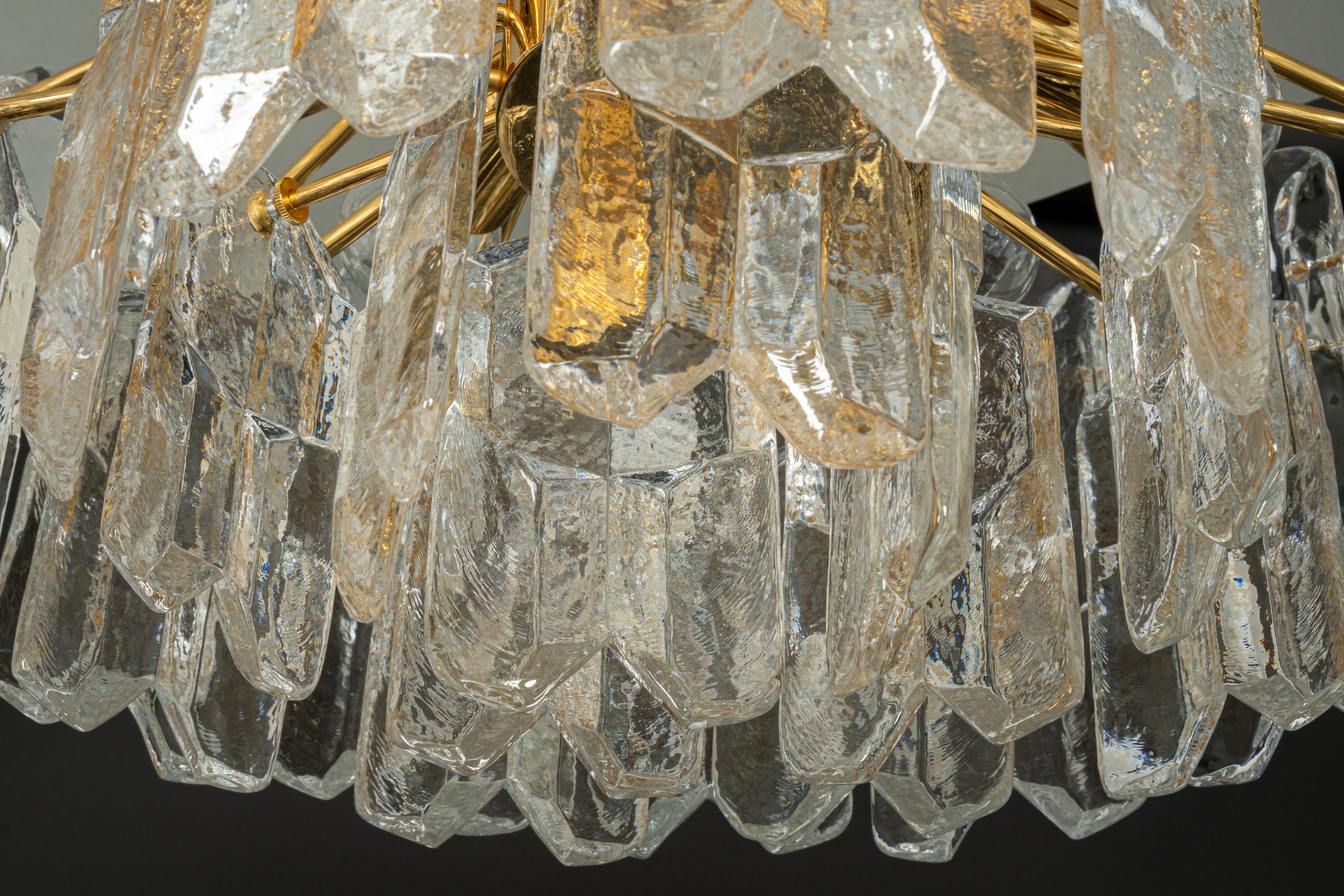 1 of 2 Stunning Brass Murano Glass Light Fixture Palazzo, Kalmar, Austria, 1970s For Sale 6
