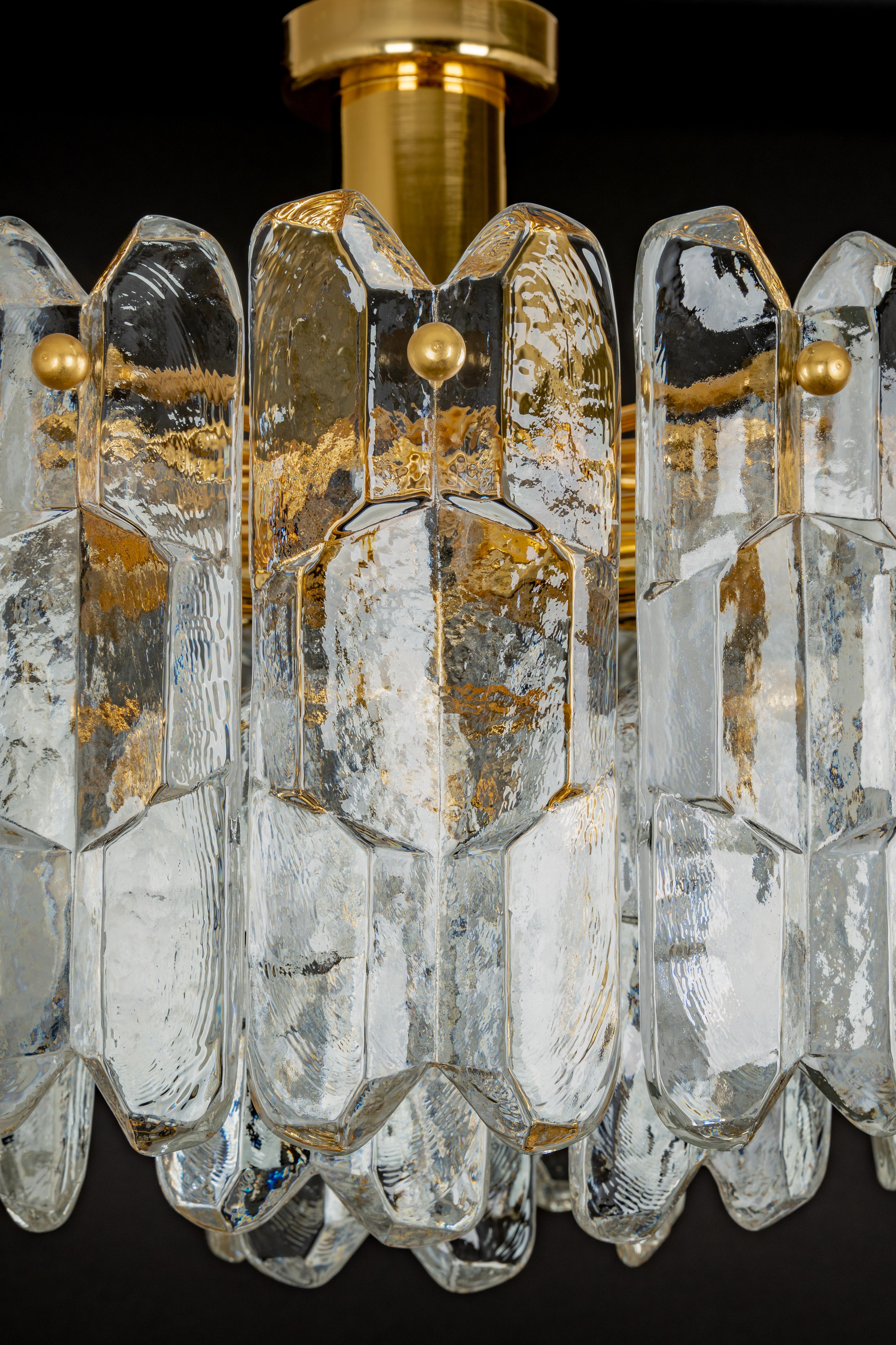 1 of 2 Stunning Brass Murano Glass Light Fixture Palazzo, Kalmar, Austria, 1970s For Sale 8