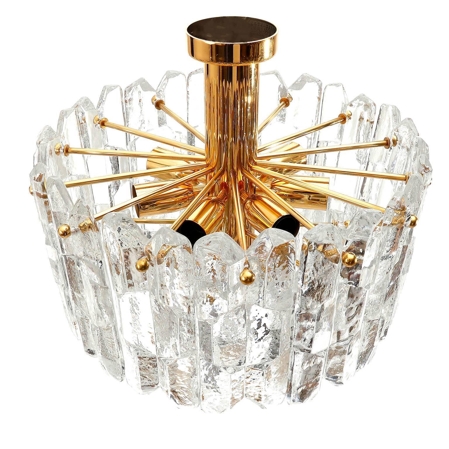 1 de 3 Superbe luminaire en laiton et verre de Murano Palazzo, Kalmar, Autriche, années 1970 Bon état - En vente à Aachen, NRW