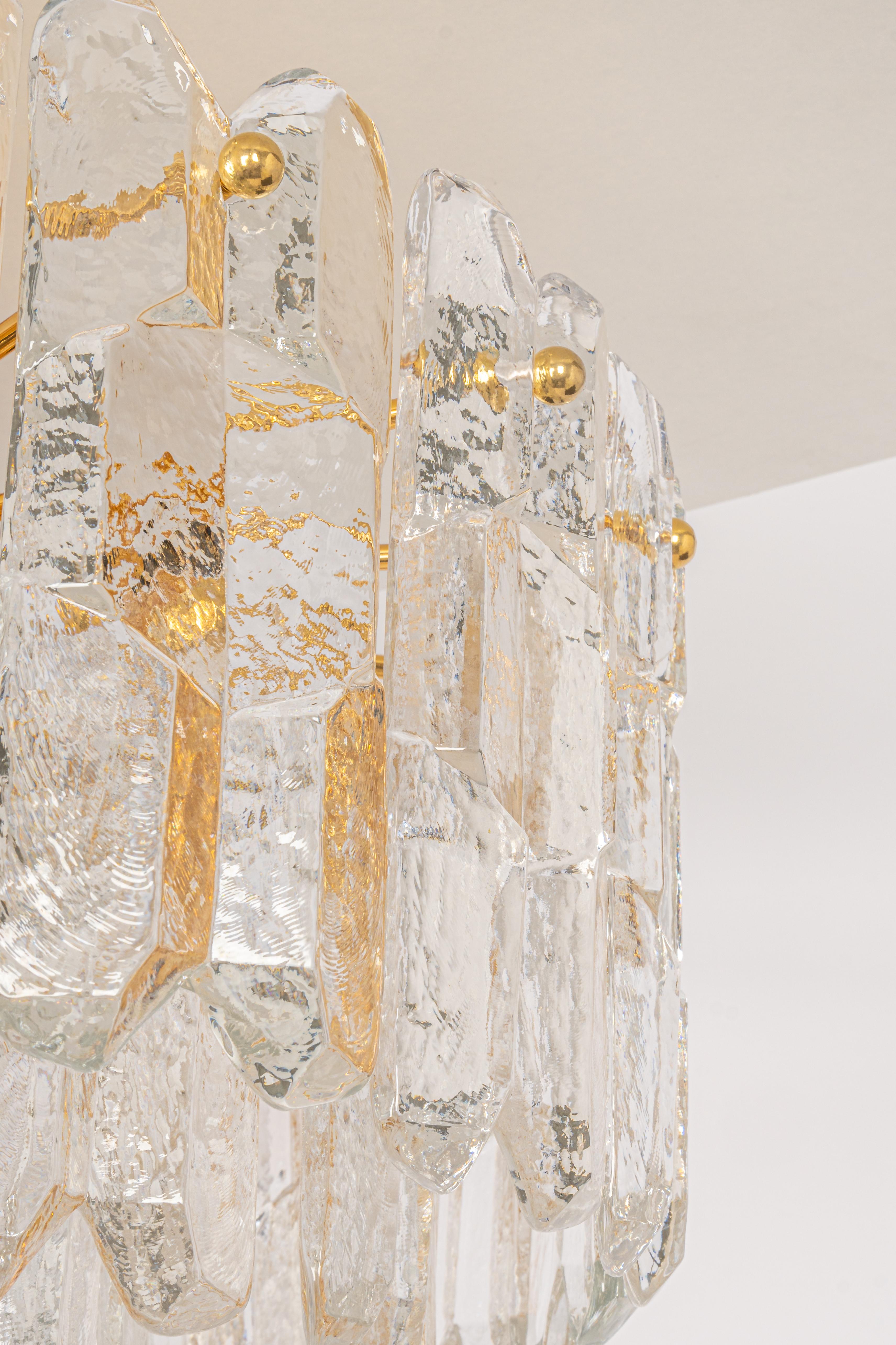 1 of 2 Stunning Brass Murano Glass Light Fixture Palazzo, Kalmar, Austria, 1970s In Good Condition For Sale In Aachen, NRW