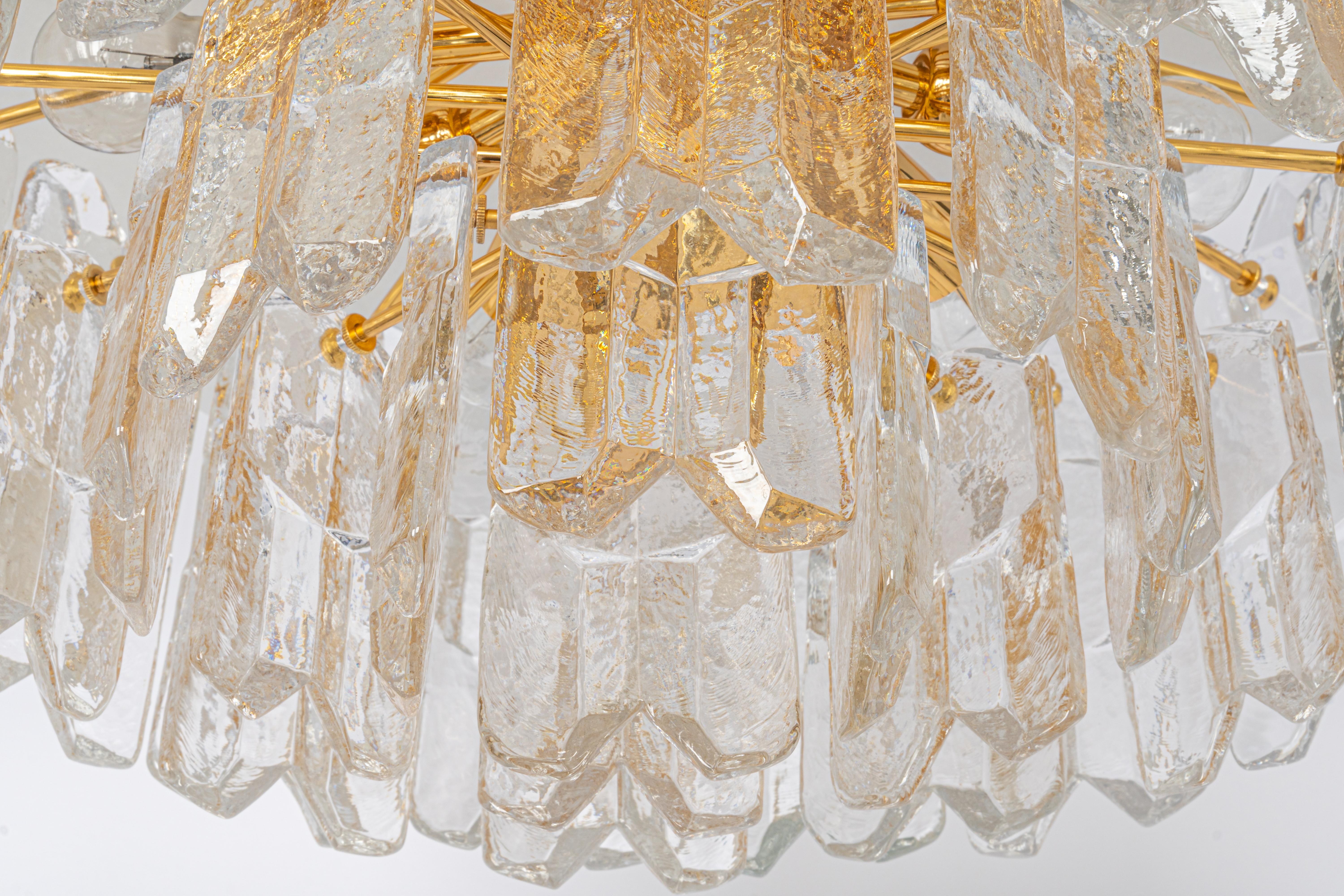 Late 20th Century 1 of 2 Stunning Brass Murano Glass Light Fixture Palazzo, Kalmar, Austria, 1970s For Sale