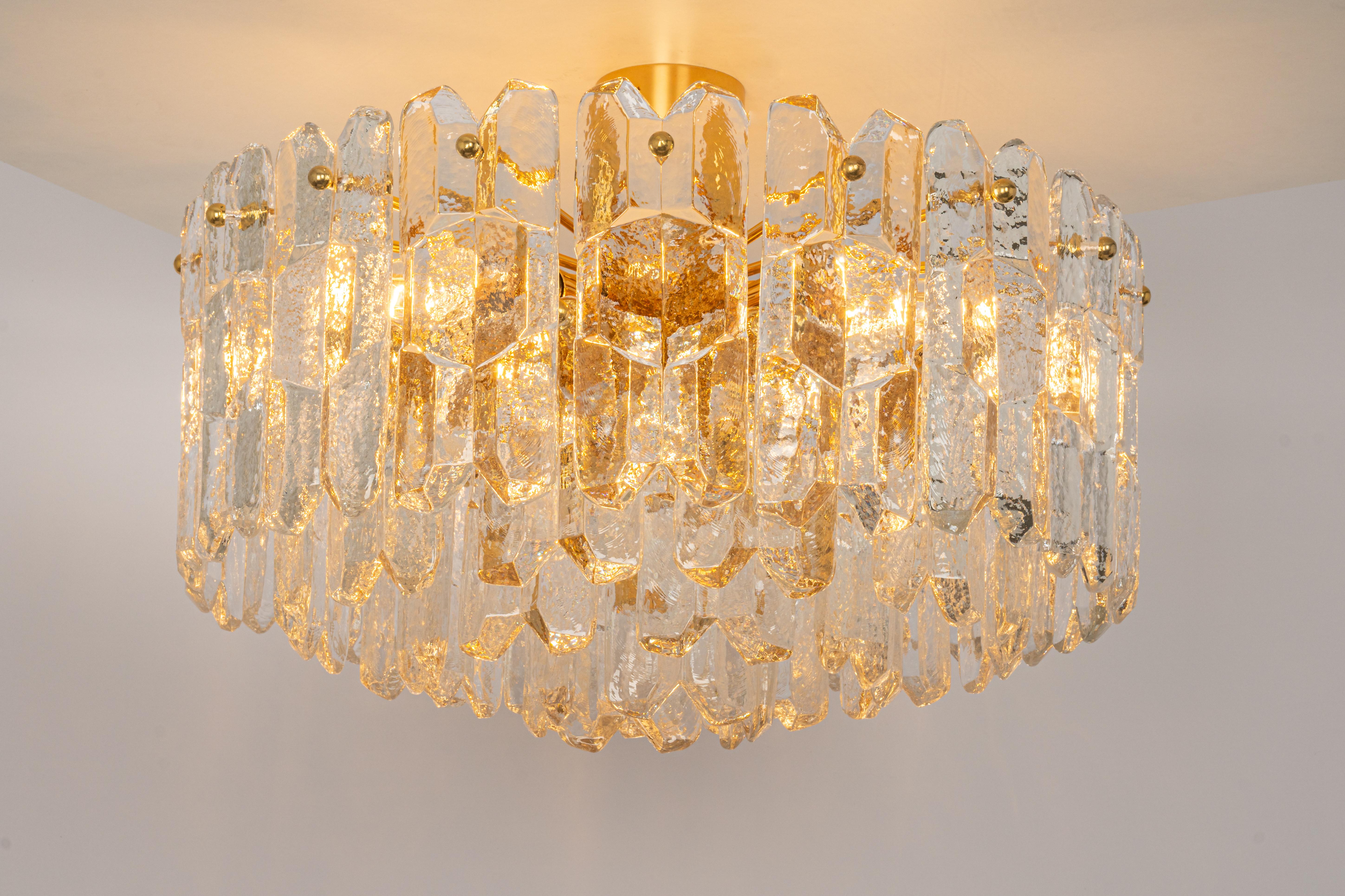 1 of 2 Stunning Brass Murano Glass Light Fixture Palazzo, Kalmar, Austria, 1970s For Sale 1