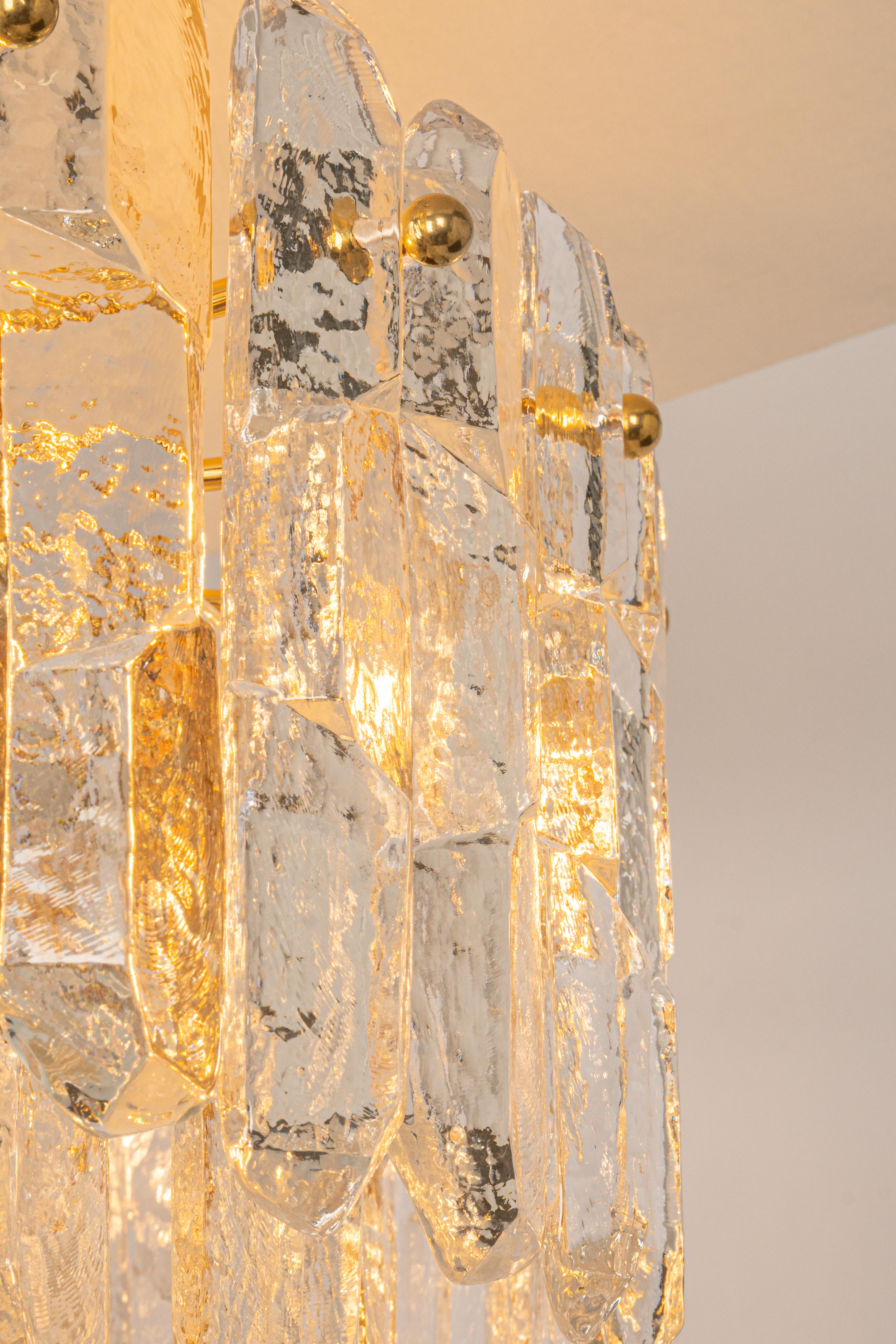 1 of 2 Stunning Brass Murano Glass Light Fixture Palazzo, Kalmar, Austria, 1970s For Sale 2